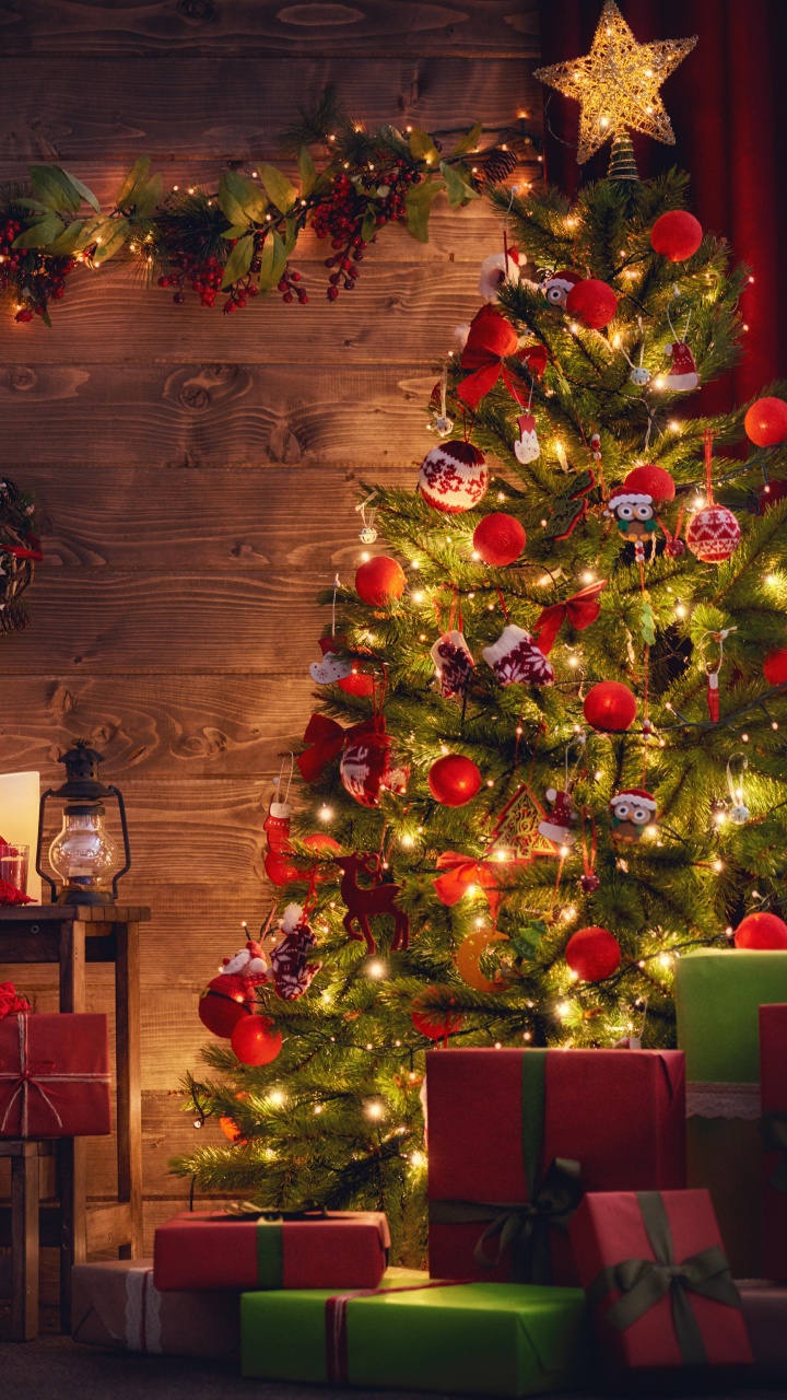 Arbre de Noël, Le Jour De Noël, Décoration de Noël, Éclairage, Les Lumières de Noël. Wallpaper in 720x1280 Resolution