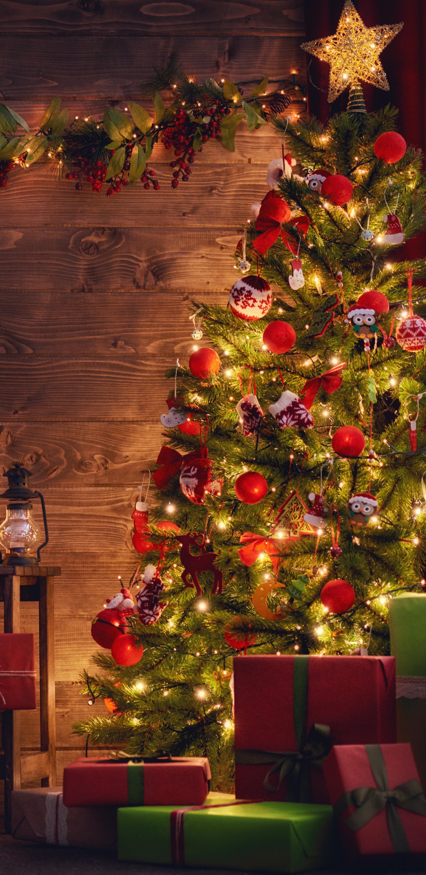 圣诞树, 圣诞节那天, 圣诞装饰, 圣诞节, 圣诞彩灯 壁纸 1440x2960 允许