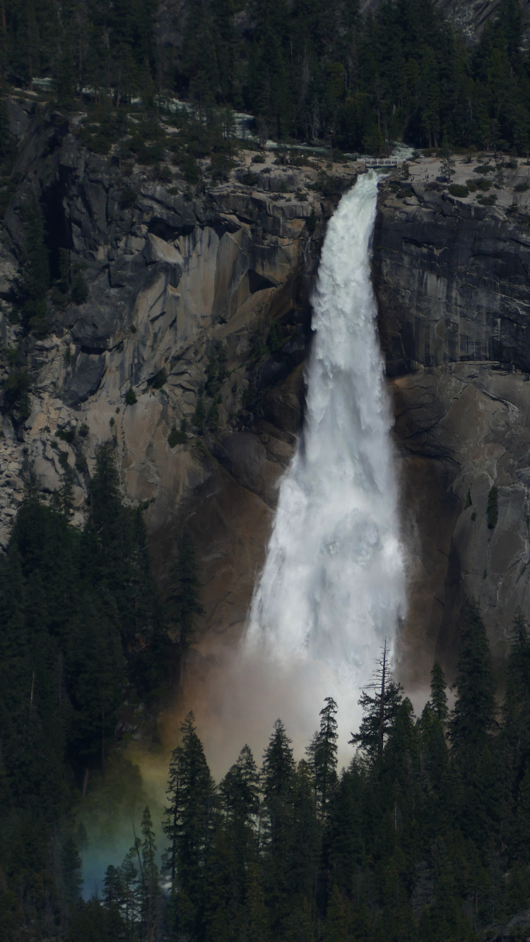 Waterfall, Yosemite Valley, Nature, Leica V-lux Typ 114, Tourist Attraction. Wallpaper in 750x1334 Resolution