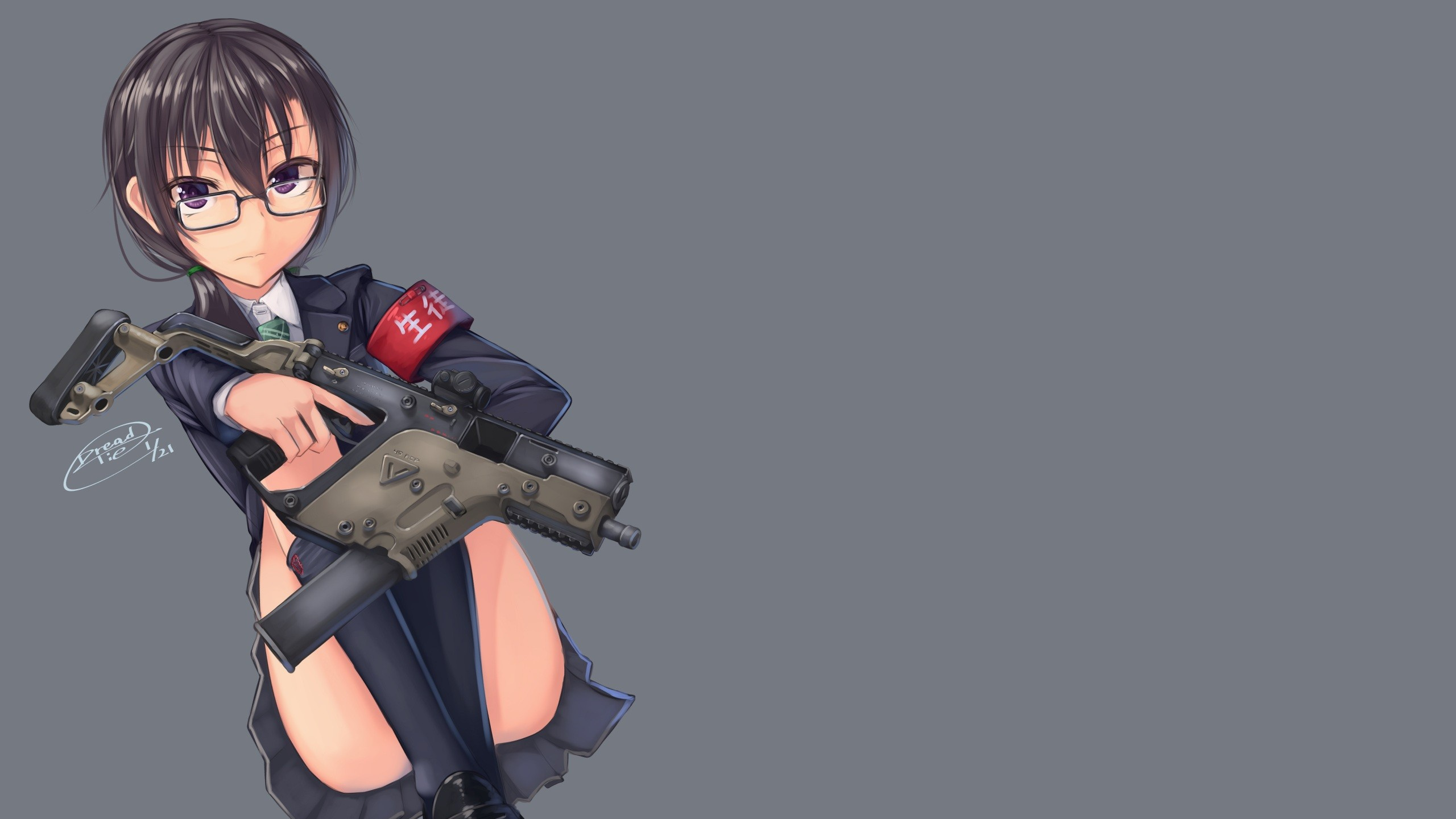 Woman in Black Leather Jacket Anime Character. Wallpaper in 2560x1440 Resolution