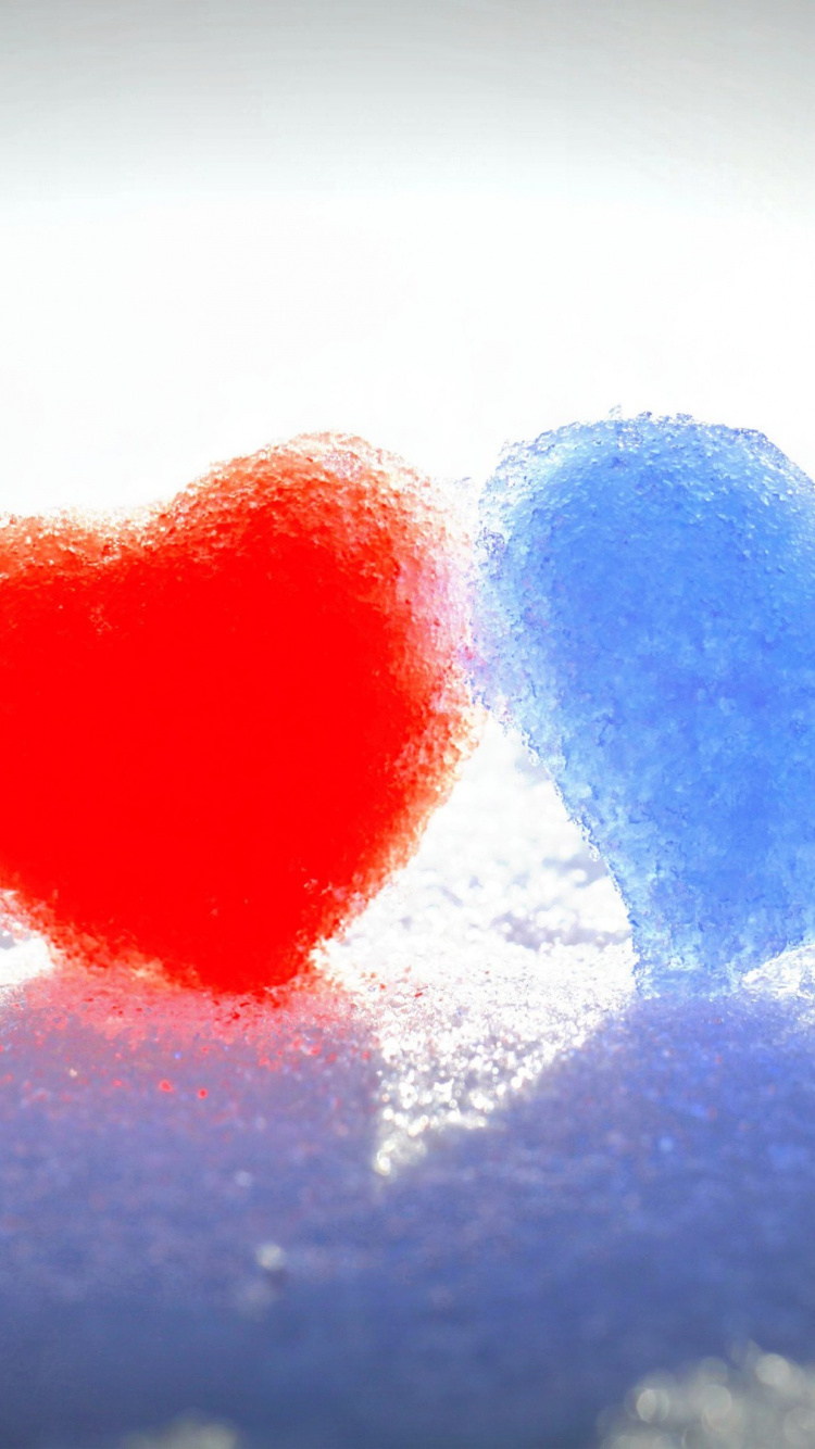Cœur, le Jour de Valentines, Red, Amour, Neige. Wallpaper in 750x1334 Resolution