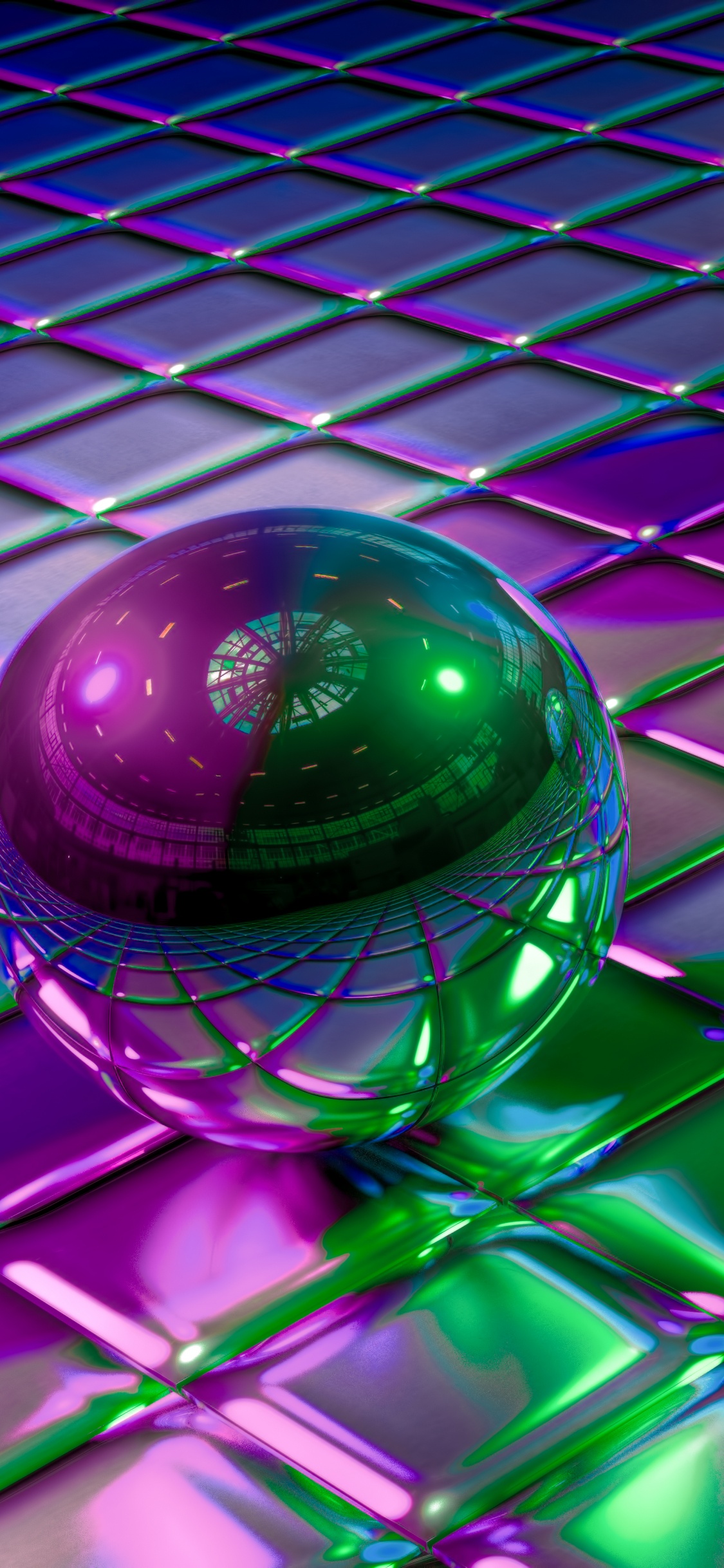 Pink and Green Balloons on Purple Metal Frame. Wallpaper in 1125x2436 Resolution