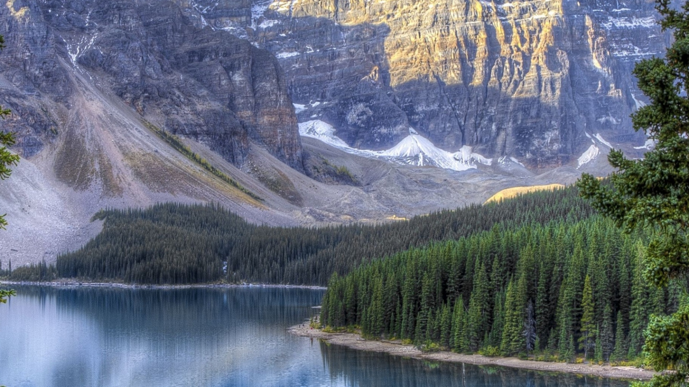 Moraine Lake, Tablet, Montaña, Agua, Ecorregión. Wallpaper in 1366x768 Resolution