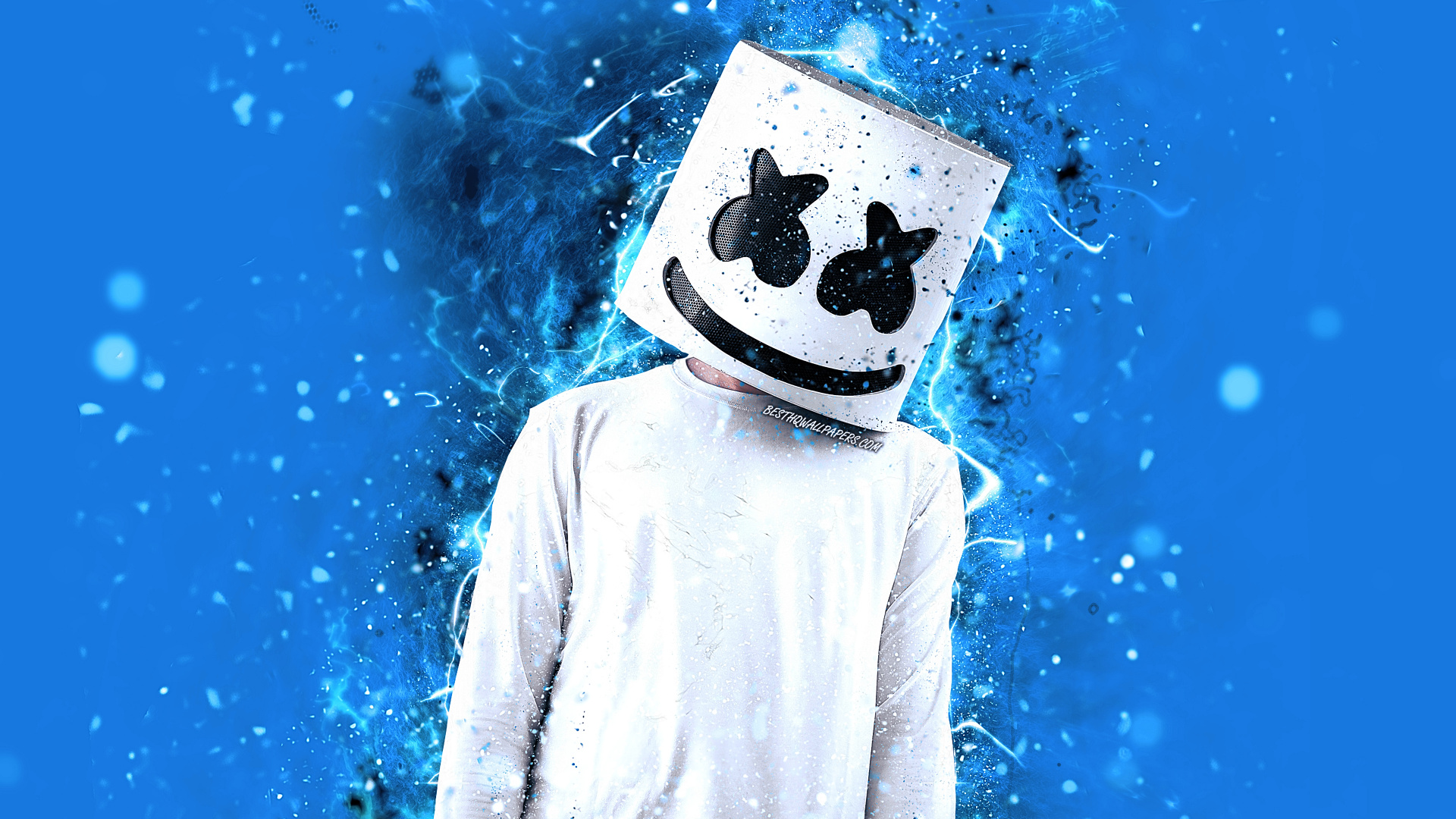 dj Marshmello, Home, Blue, Illustration, Graphic Design. Wallpaper in 1920x1080 Resolution