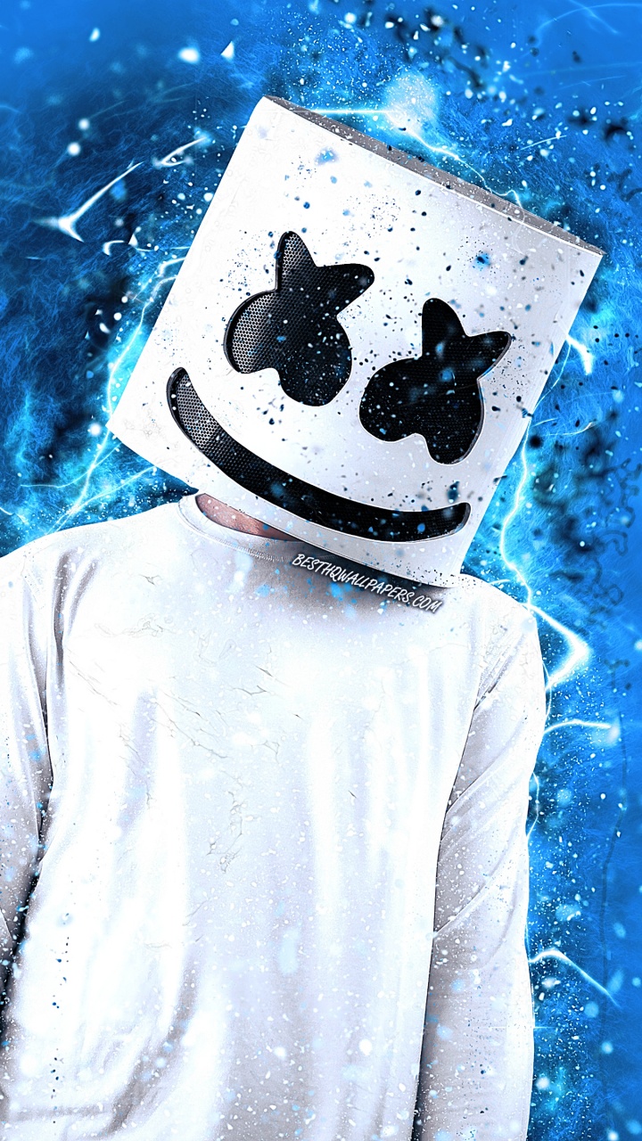 dj Marshmello, Azul, Ilustración, Diseño Gráfico, Invierno. Wallpaper in 720x1280 Resolution