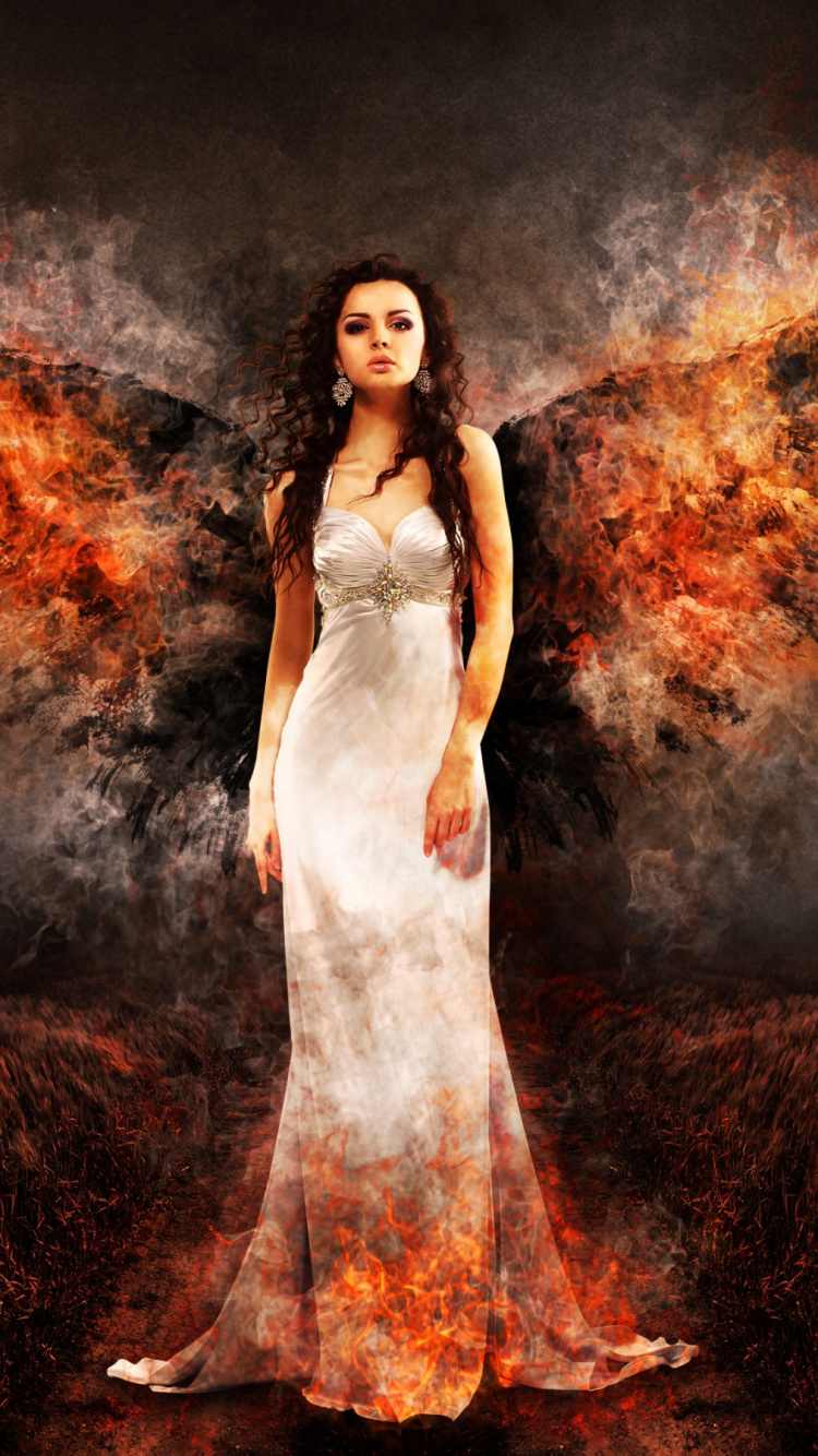 Mujer en Vestido Blanco de Pie Sobre la Hierba Marrón. Wallpaper in 750x1334 Resolution