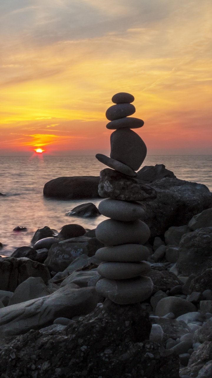 Mar, Costa, Naturaleza, Agua, Afterglow. Wallpaper in 720x1280 Resolution