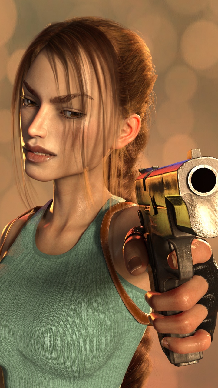 Arte, Arma, Lara Croft, Lara Croft Tomb Raider, Tomb Raider. Wallpaper in 720x1280 Resolution
