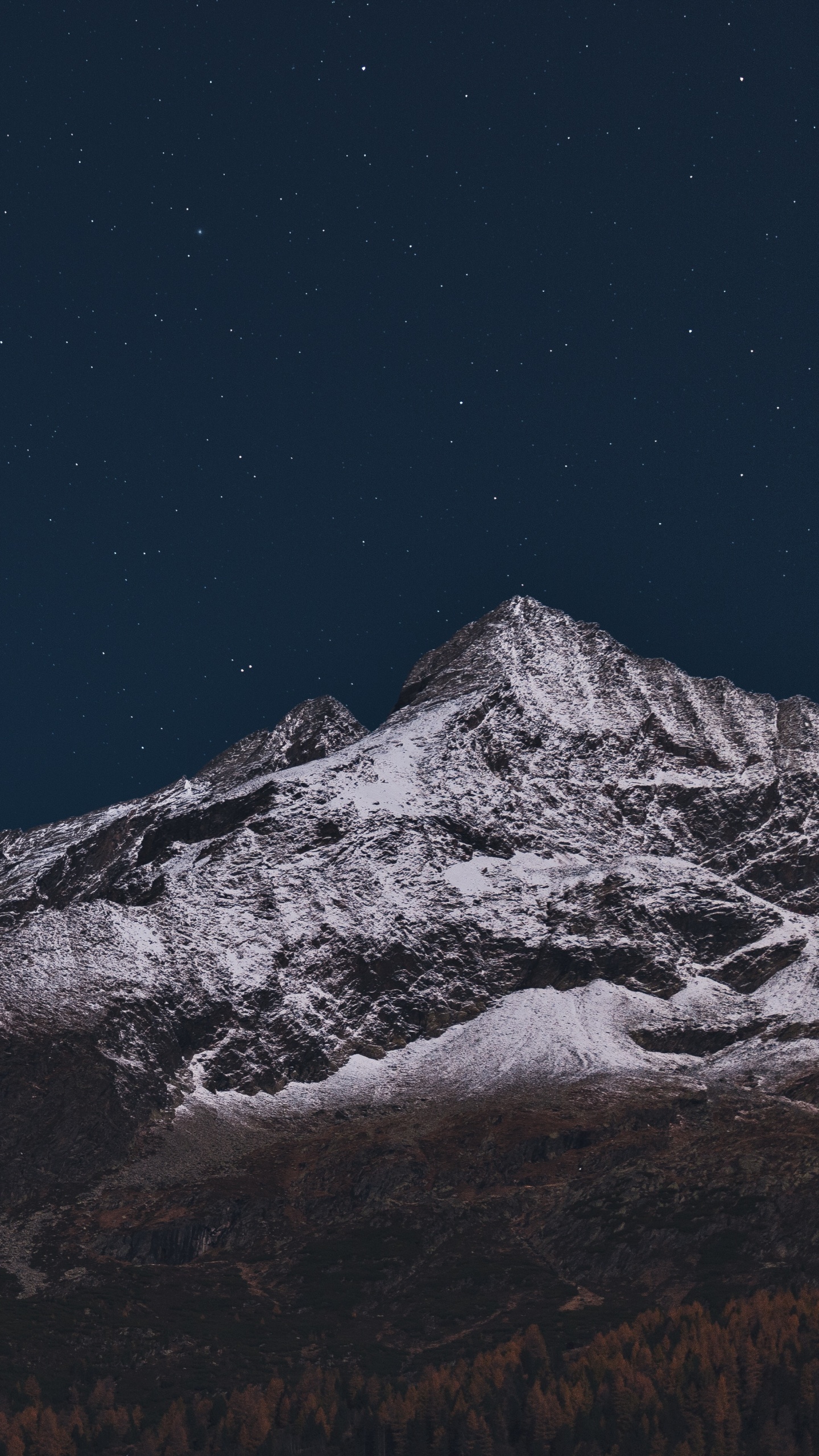 Mountain, Night, Mountain Range, Mountainous Landforms, Alps. Wallpaper in 1440x2560 Resolution