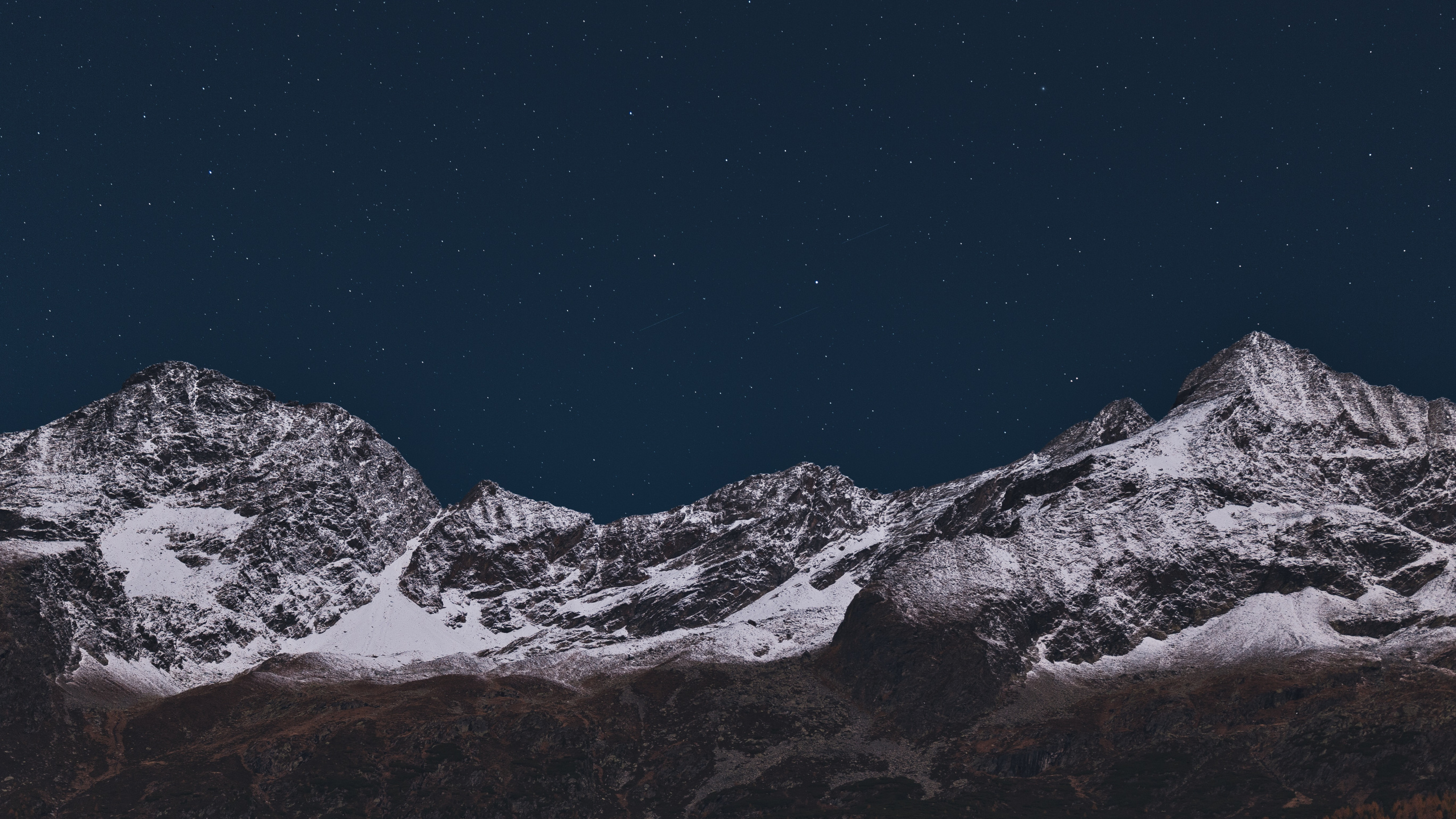 Mountain, Night, Mountain Range, Mountainous Landforms, Alps. Wallpaper in 2560x1440 Resolution