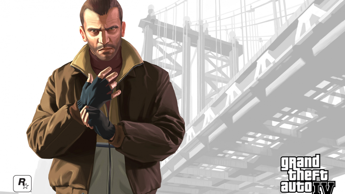 Gta Iv, Niko Bellic, Prendas de Vestir Exteriores, el Vello Facial, Chaqueta. Wallpaper in 1366x768 Resolution