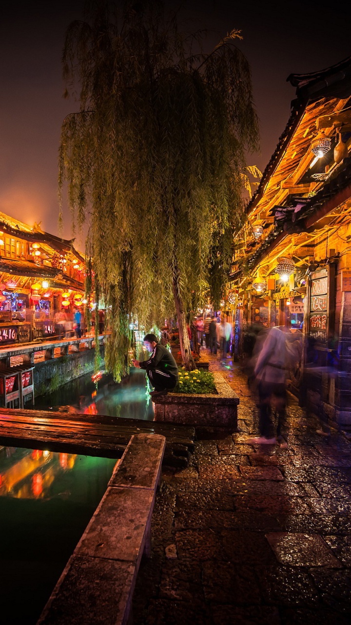 反射, 城市, li Jiang China, Shangri-La City, 酒吧 壁纸 720x1280 允许