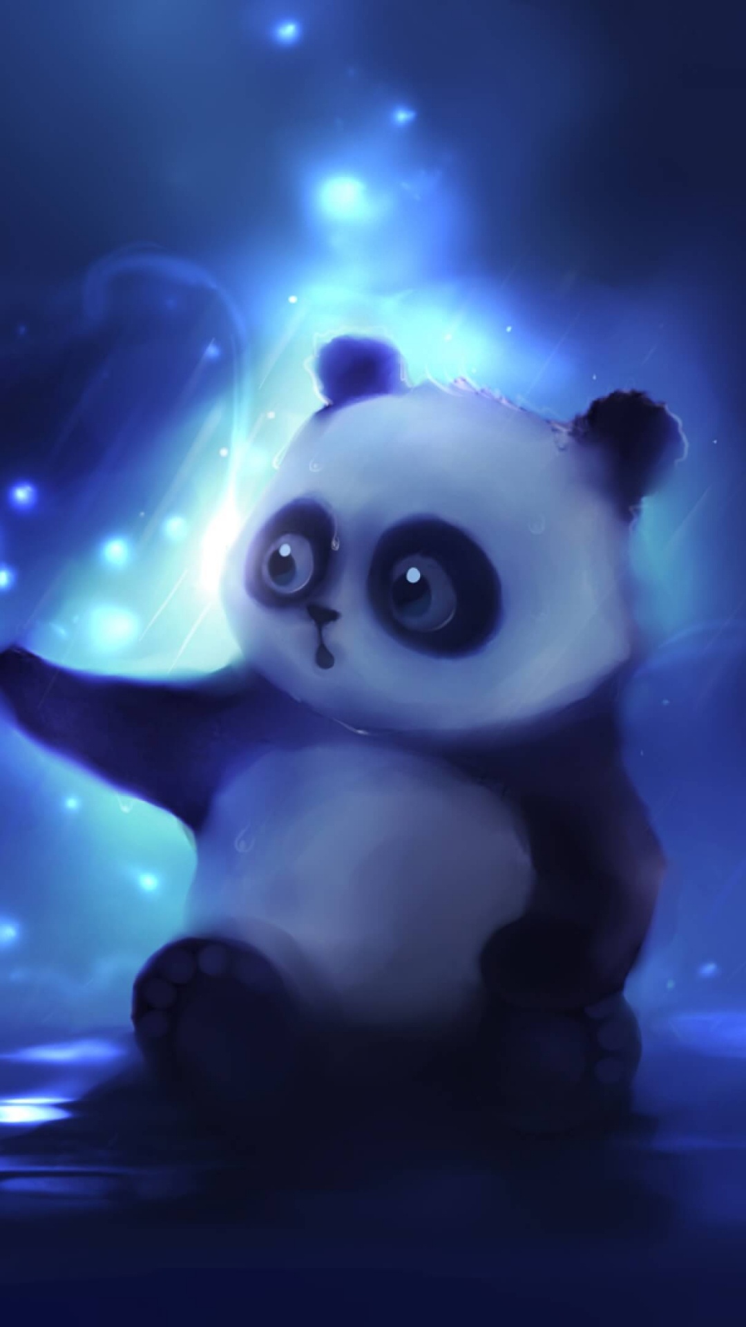 Ours Panda Blanc Avec Des Lumières Bleues et Violettes. Wallpaper in 1080x1920 Resolution