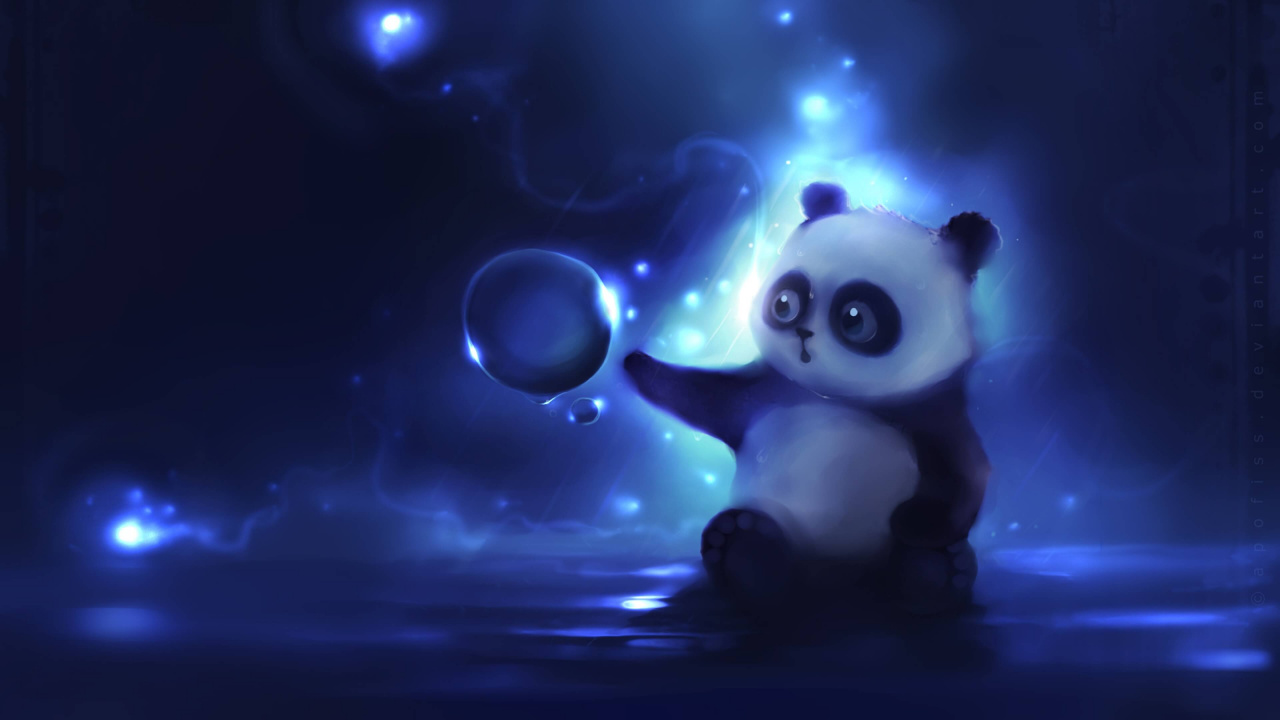 Ours Panda Blanc Avec Des Lumières Bleues et Violettes. Wallpaper in 1280x720 Resolution