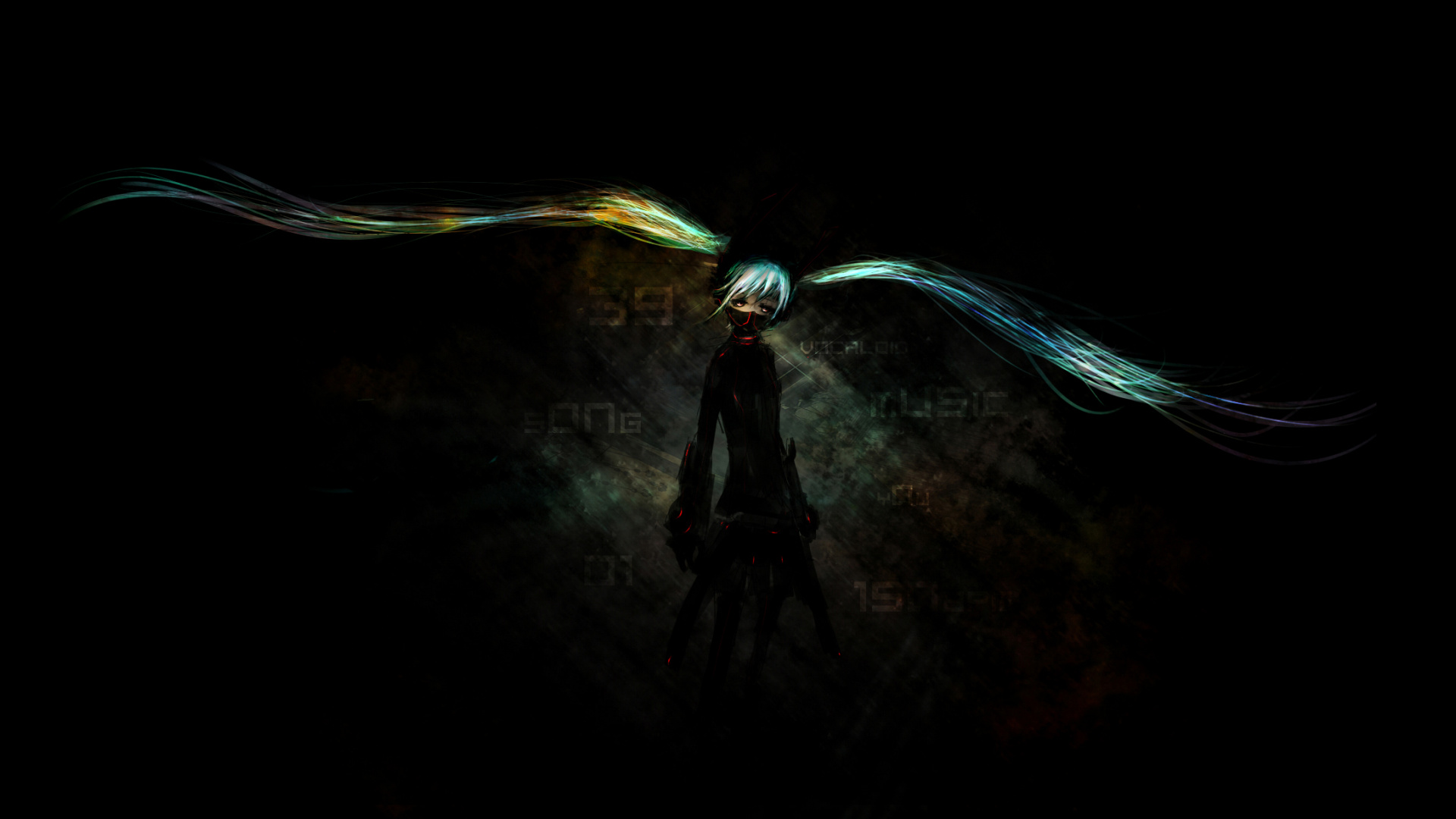 Mann in Schwarzer Jacke Und Hose Mit Grünem Und Gelbem Licht. Wallpaper in 1920x1080 Resolution