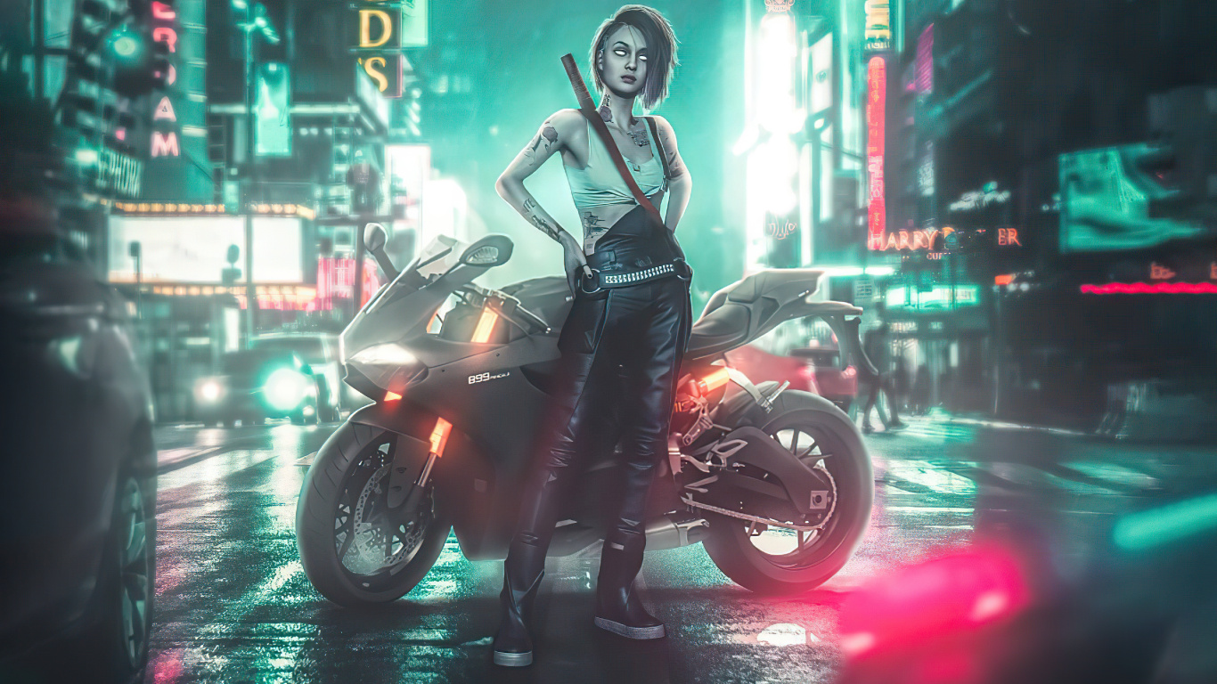 Cyberpunk 2077, Pneu, Roue, L'éclairage Automobile, Automobile Pneu. Wallpaper in 1366x768 Resolution