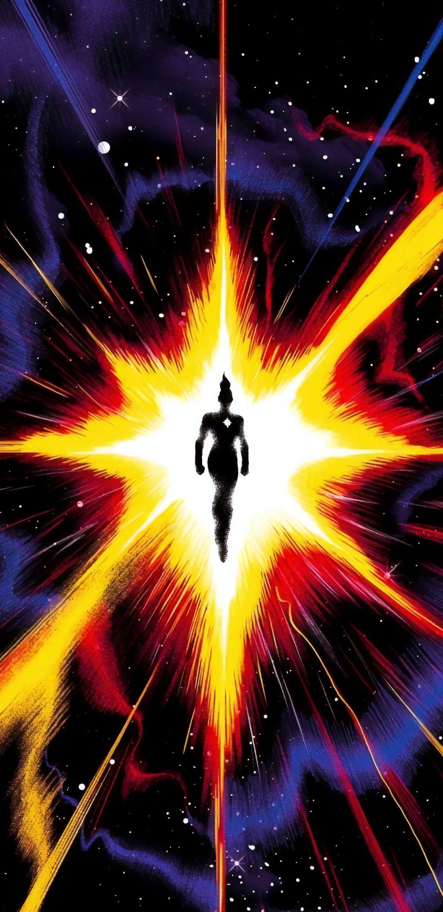 Orange Blue and White Abstract Painting. Wallpaper in 1440x2960 Resolution