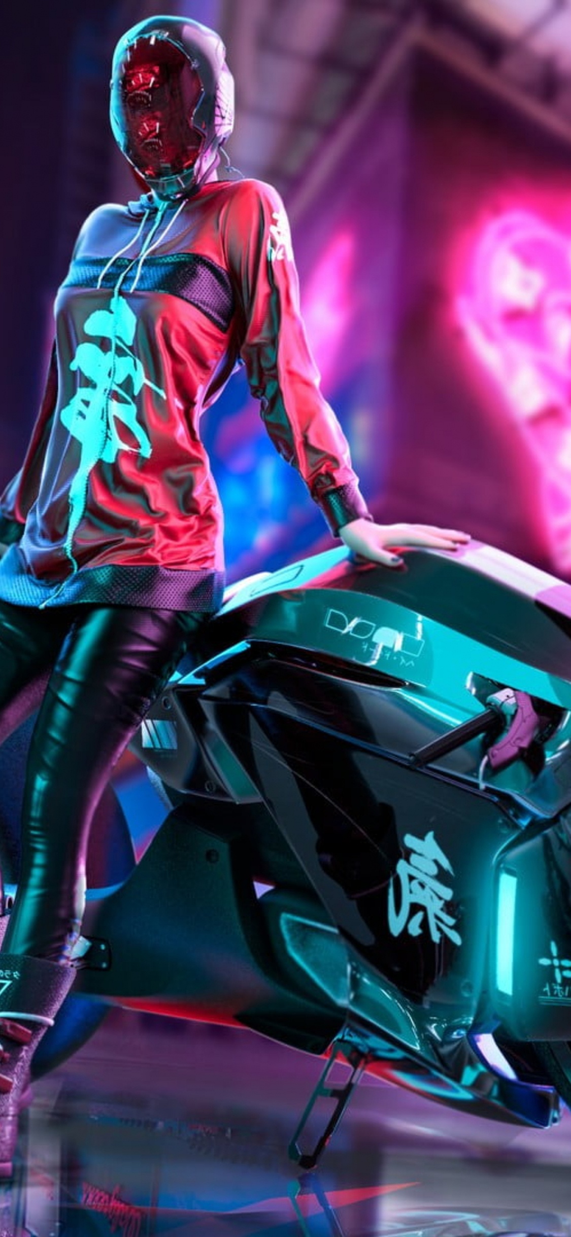 Cyberpunk, Cyberpunk 2077, Cyberpunk 2020, Vaporwave, Cyberpunk Woman. Wallpaper in 1125x2436 Resolution