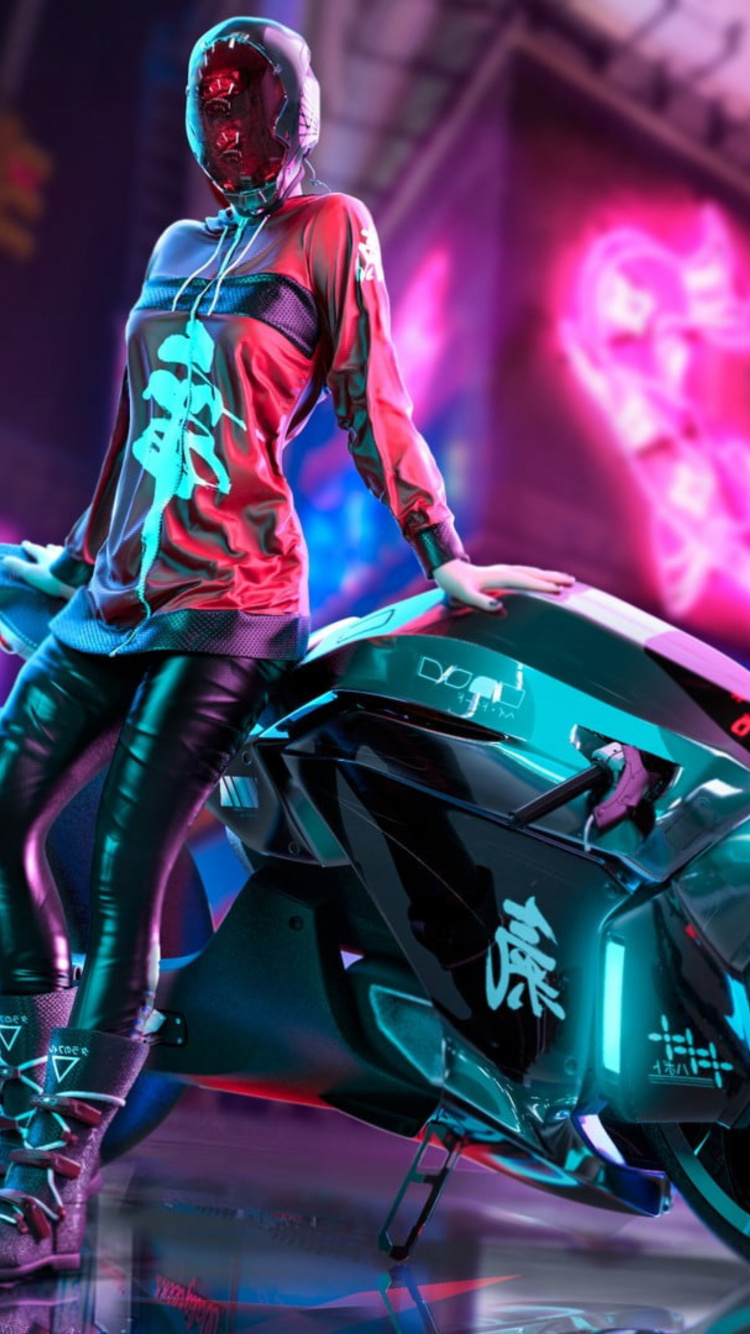 Cyberpunk, Cyberpunk 2077, Cyberpunk 2020, Vaporwave, Femme Cyberpunk. Wallpaper in 750x1334 Resolution
