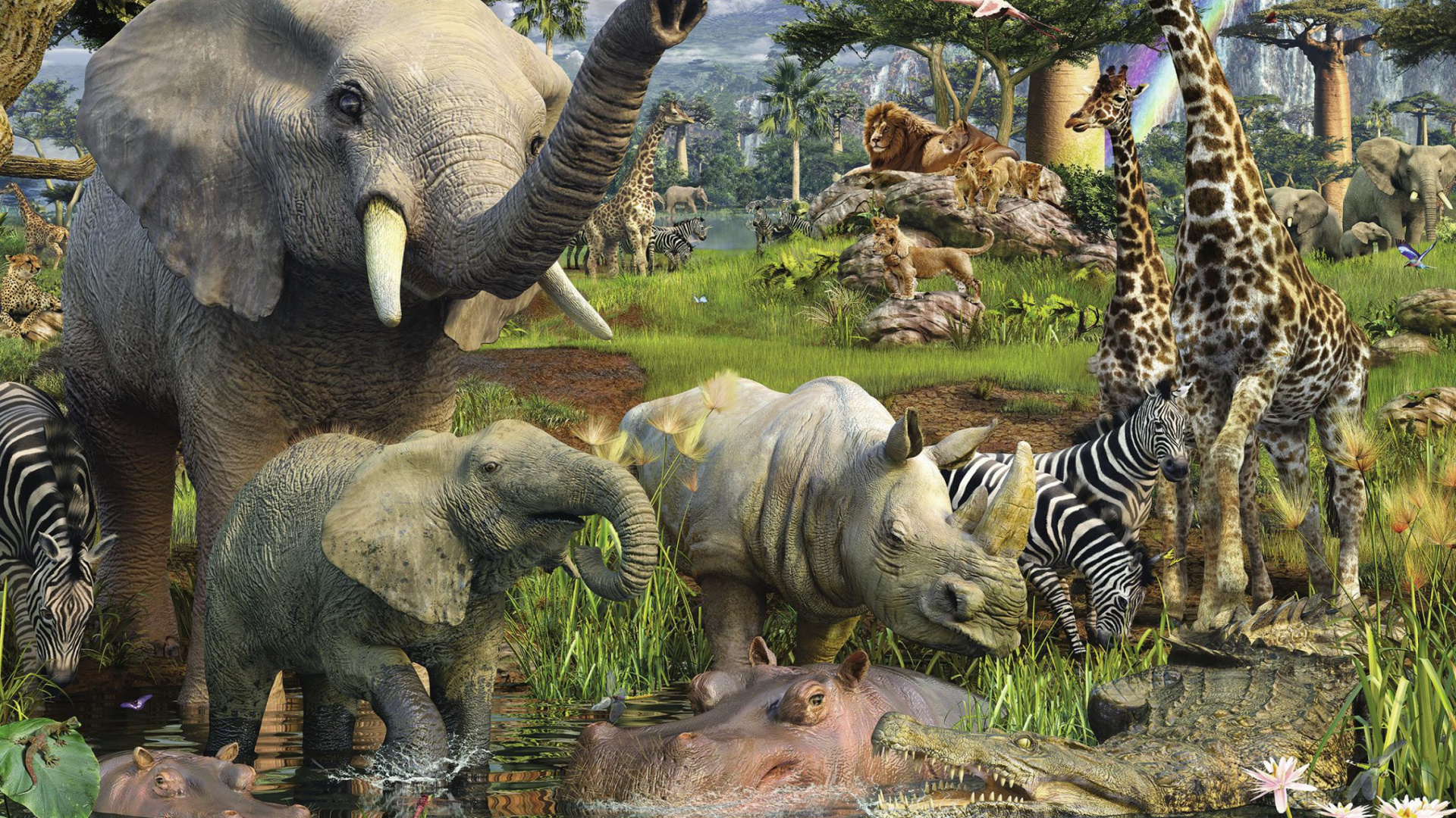 Zebra and Zebra on Green Grass Field During Daytime. Wallpaper in 1920x1080 Resolution