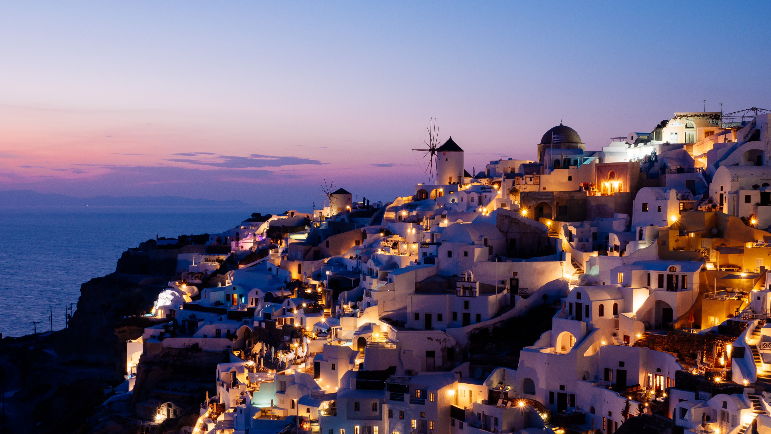 Natürlich, Reise, Stadt, Nacht, Meer. Wallpaper in 2560x1440 Resolution