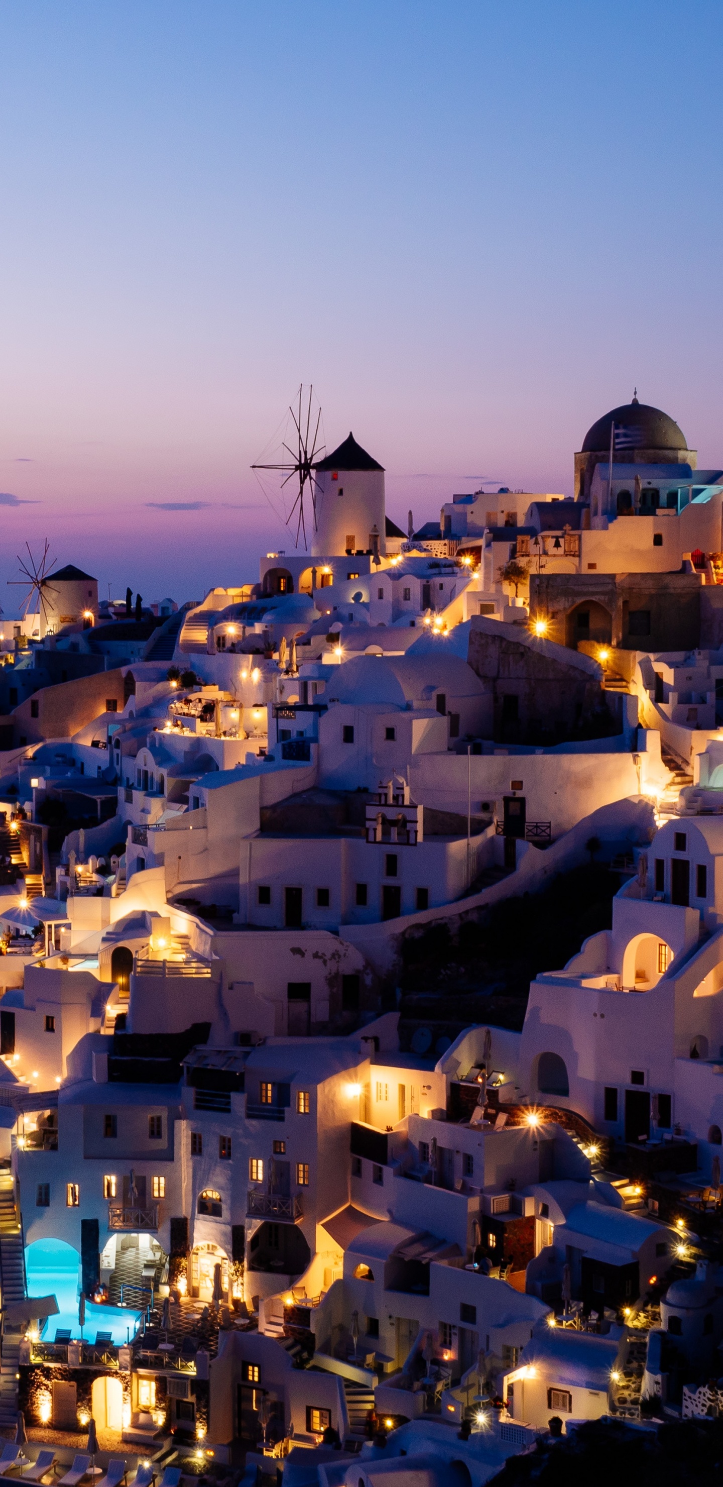Oia, Travel, Town, Night, City. Wallpaper in 1440x2960 Resolution