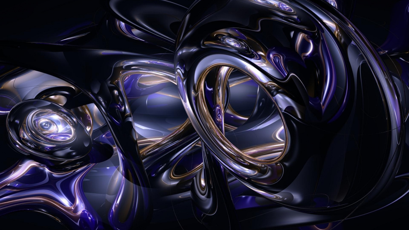 Purple and Gold Abstract Illustration. Wallpaper in 1366x768 Resolution