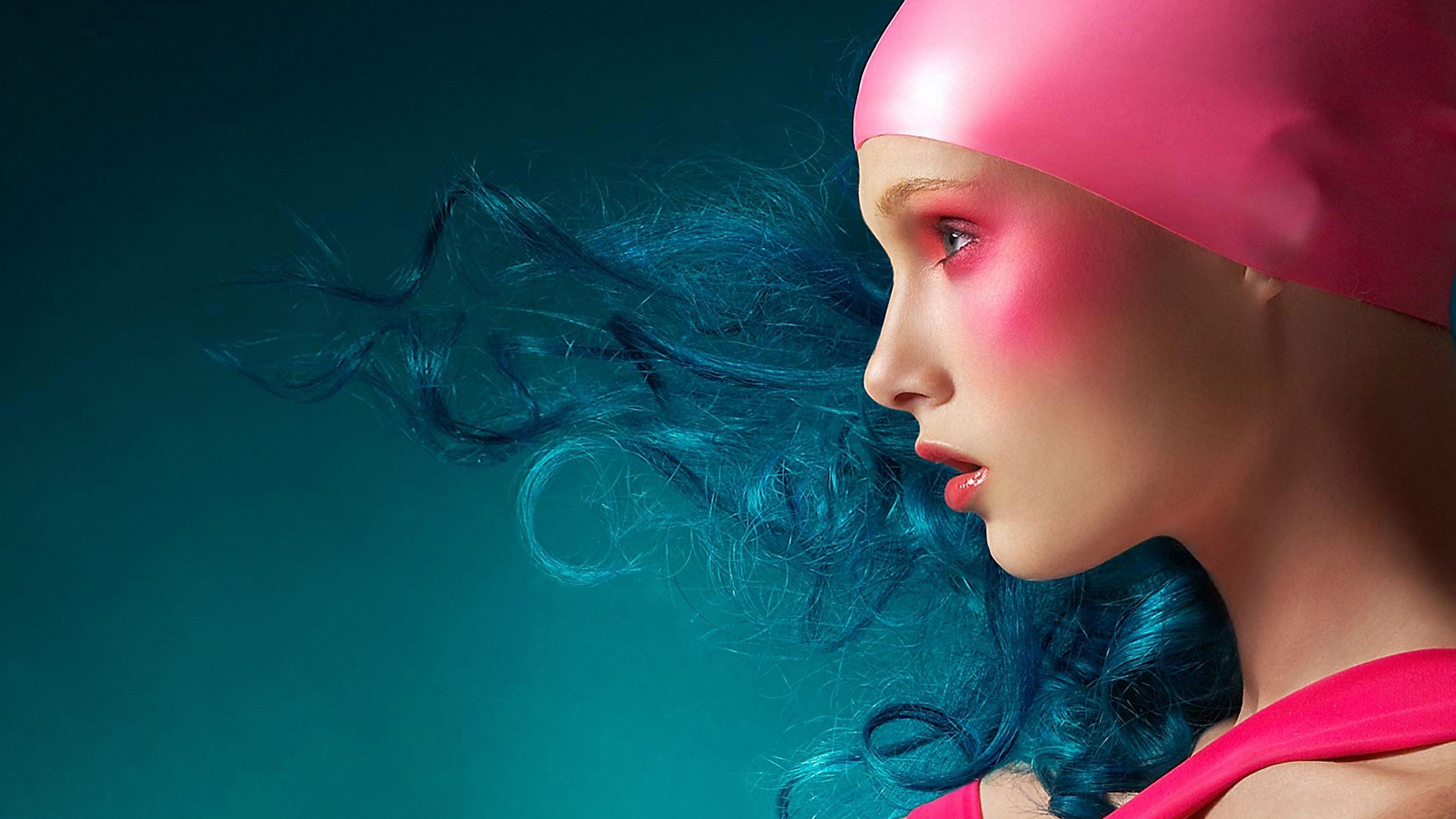 Belleza, Submarino, Labio, Fotografía de Moda, Azul. Wallpaper in 2560x1440 Resolution