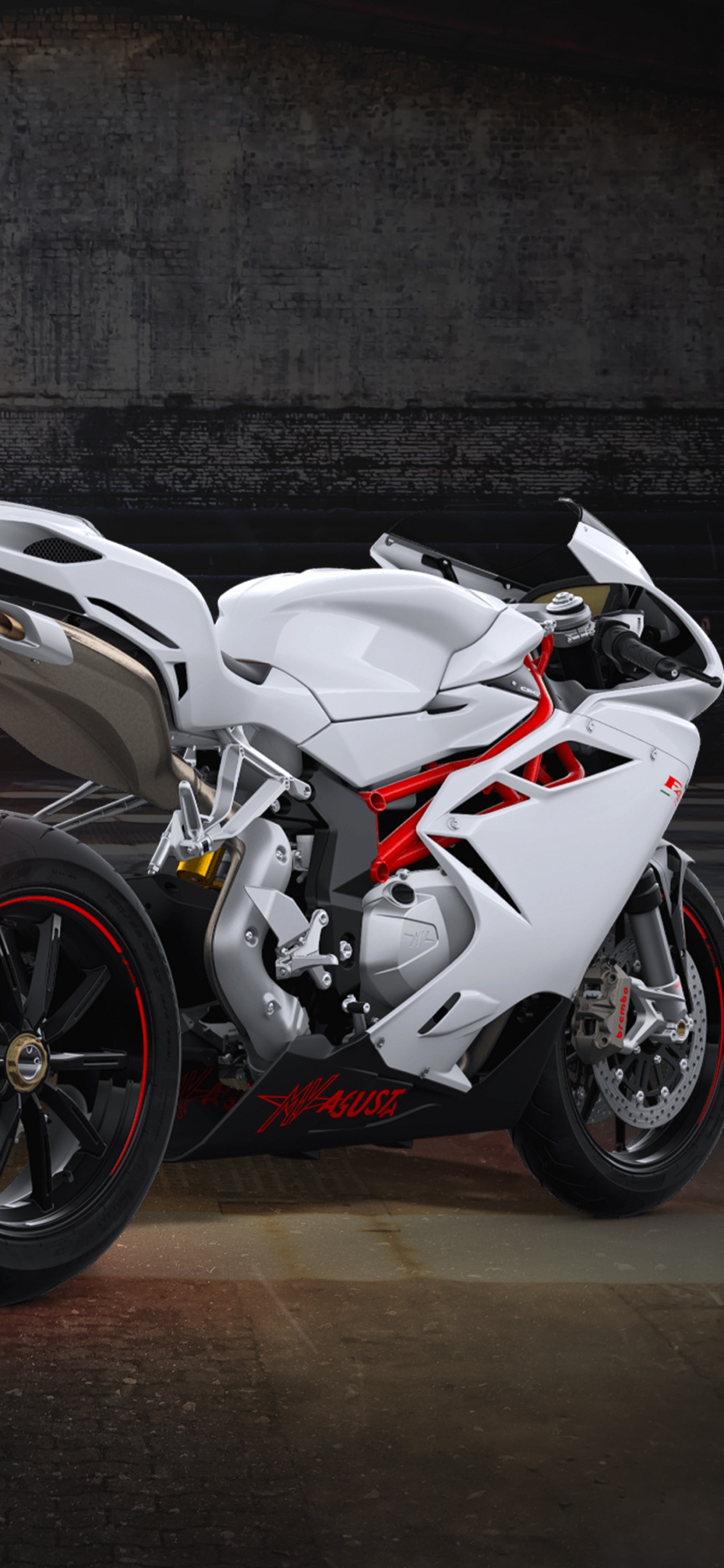 White Sports Bike Parked on Parking Lot. Wallpaper in 1125x2436 Resolution