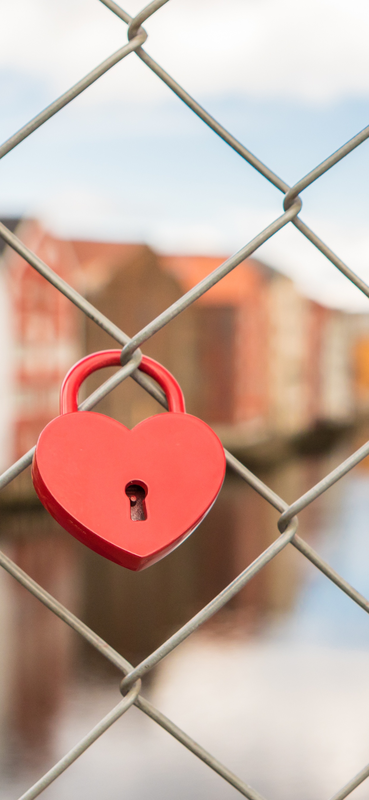 Wire Fencing, Padlock, Lock, Red, Mesh. Wallpaper in 1242x2688 Resolution
