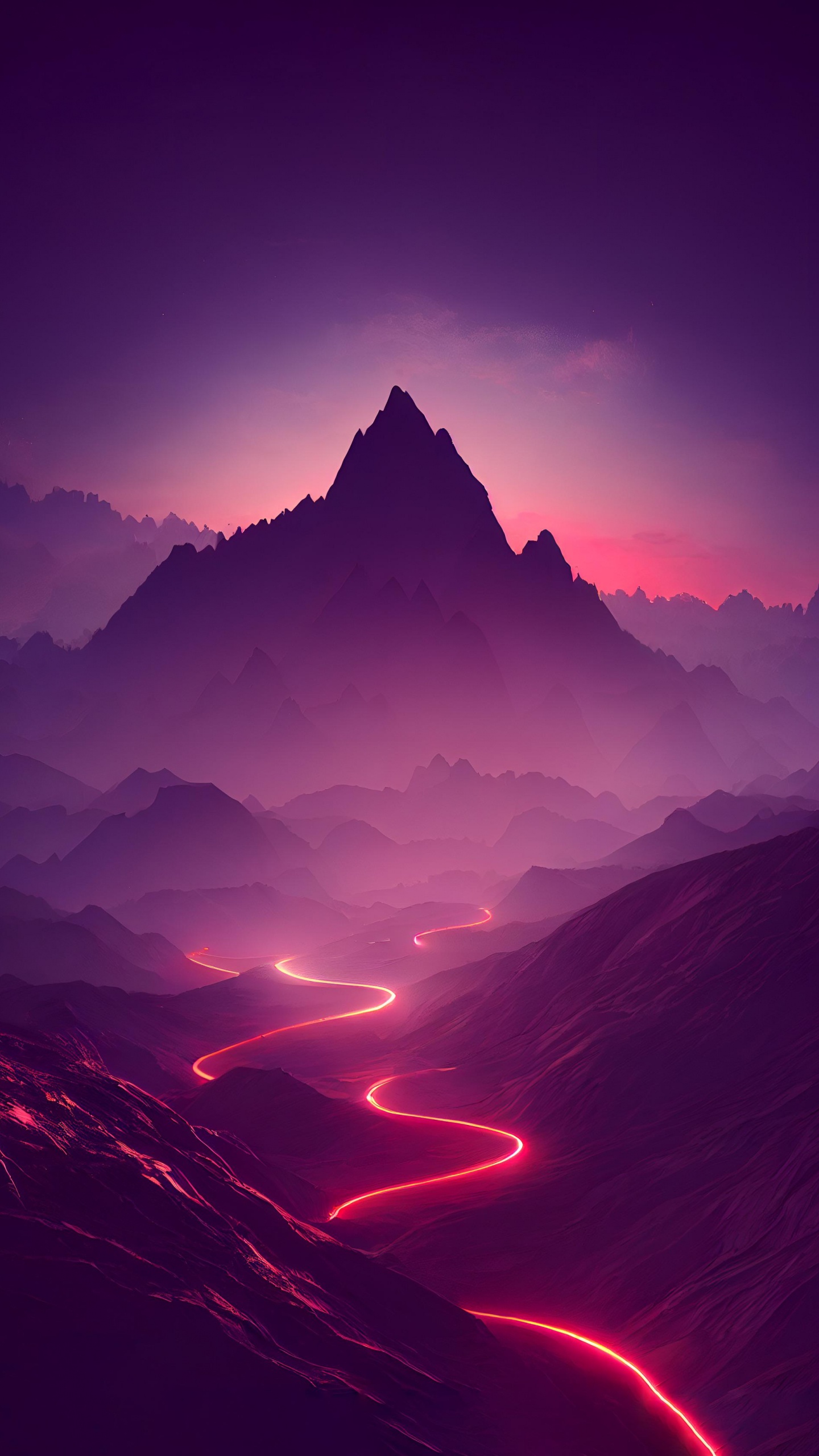 Apples, Atmosphere, Mountain, Natural Landscape, Purple. Wallpaper in 1440x2560 Resolution