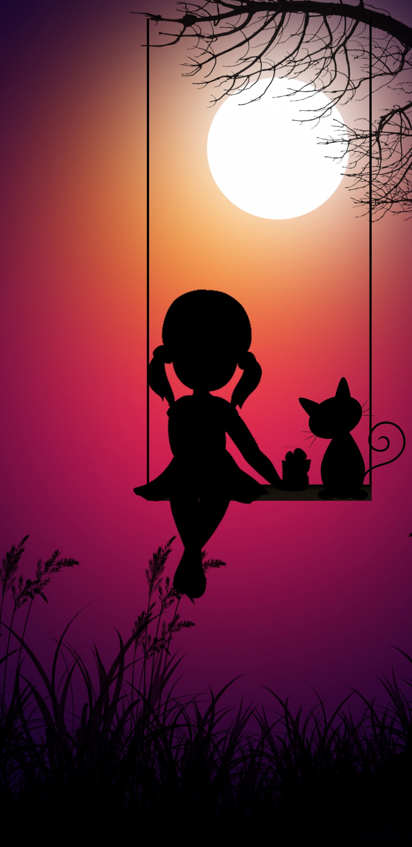 Silhouette Von 2 Männern, Die Bei Sonnenuntergang Auf Seil Springen. Wallpaper in 1440x2960 Resolution