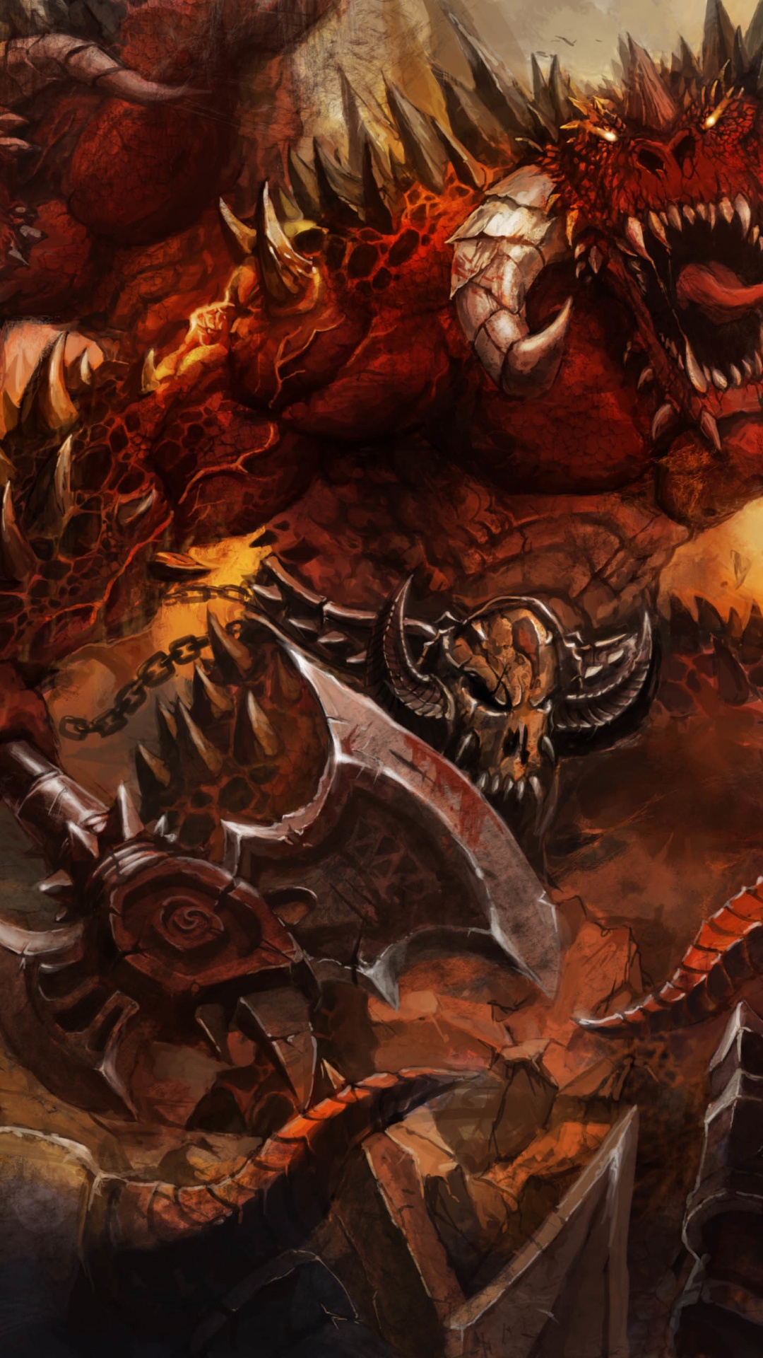 Peinture de Dragon Marron et Noir. Wallpaper in 1080x1920 Resolution