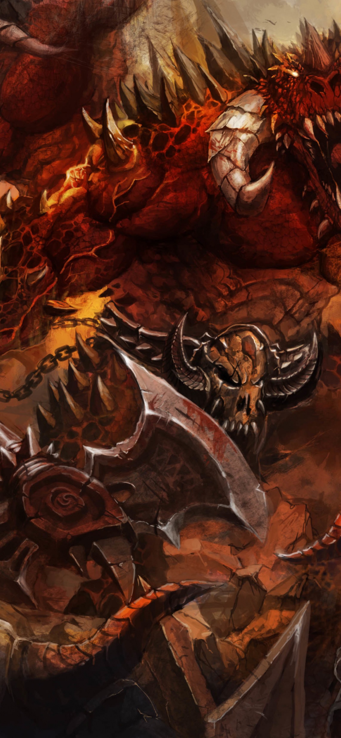 Brown and Black Dragon Painting. Wallpaper in 1125x2436 Resolution