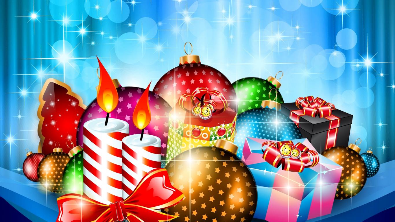 Vektor-Grafiken, Weihnachten, Illustration, Weihnachtskarte, Weihnachtsdekoration. Wallpaper in 1366x768 Resolution