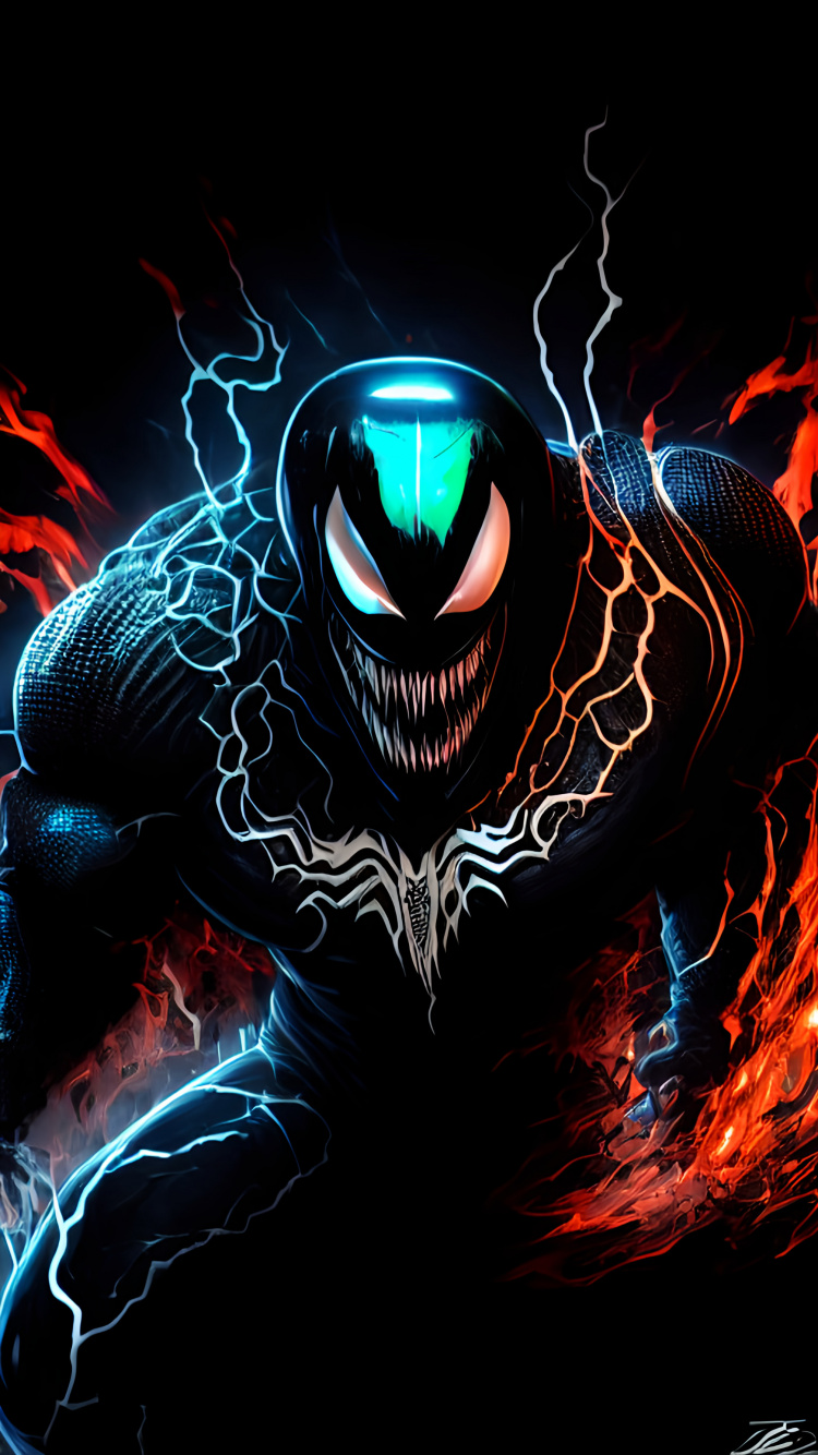 Venom, Illustration, Superhero, Cartoon, Supervillain. Wallpaper in 750x1334 Resolution