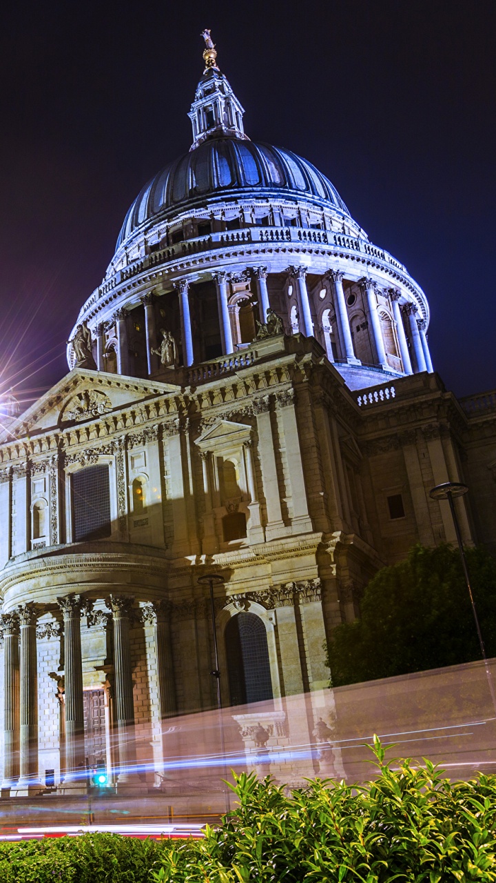 White Dome Building During Night Time. Wallpaper in 720x1280 Resolution