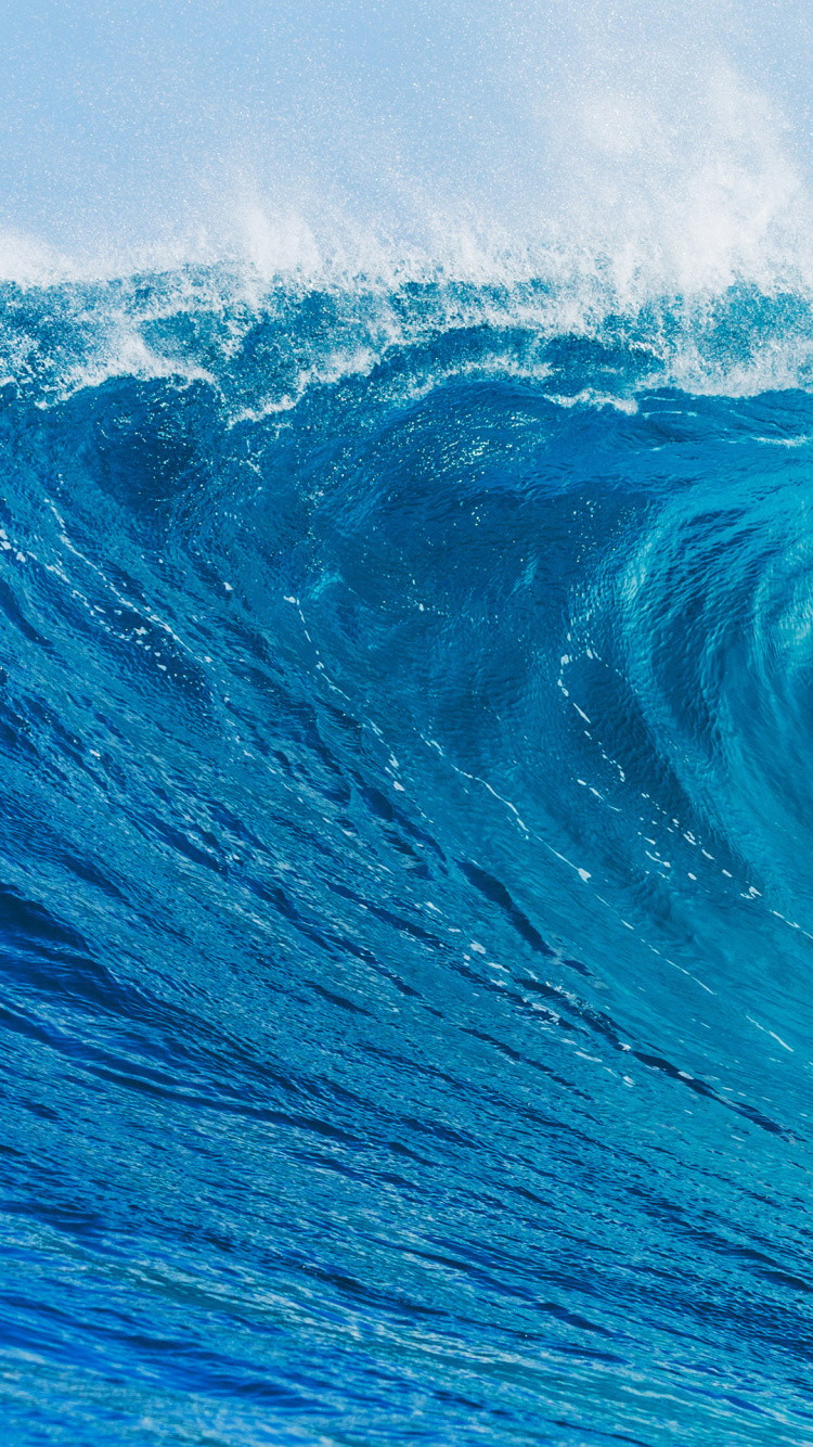 Wave, Wind Wave, Blue, Ocean, Water. Wallpaper in 750x1334 Resolution