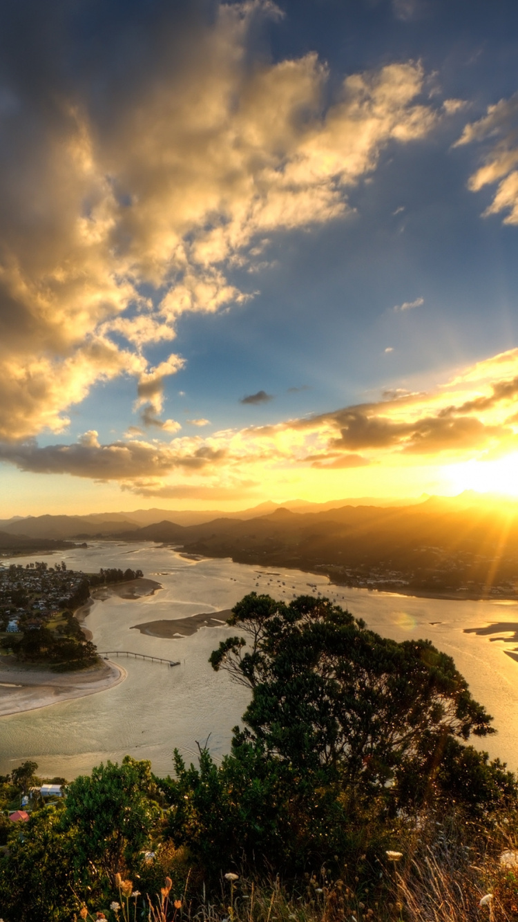 性质, 大海, 海岸, 日落, 地平线 壁纸 750x1334 允许