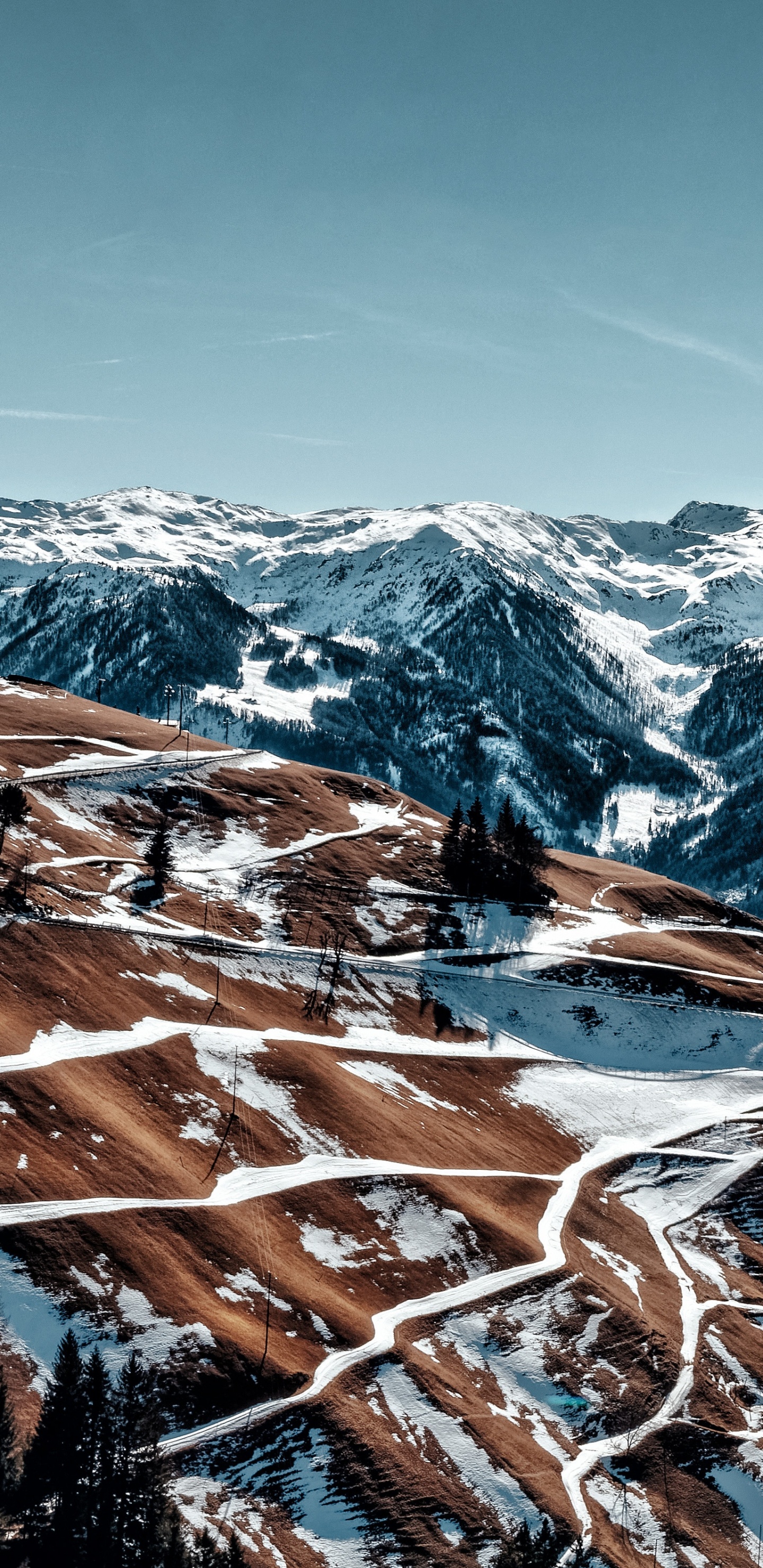 Bergigen Landschaftsformen, Bergkette, Grat, Winter, Alpen. Wallpaper in 1440x2960 Resolution