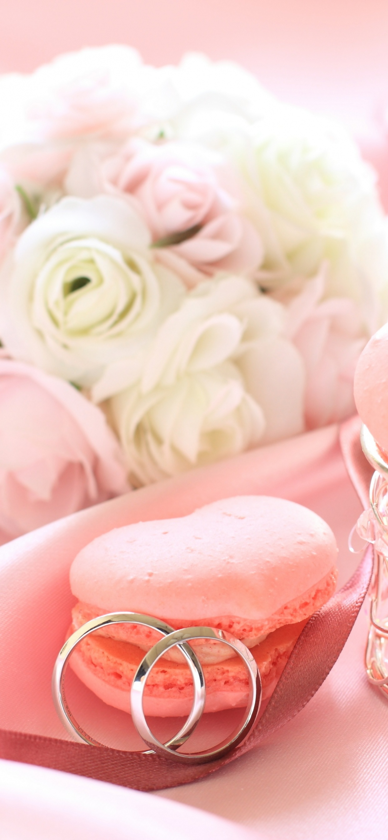 Pink and White Rose Bouquet Beside Silver Framed Eyeglasses. Wallpaper in 1242x2688 Resolution