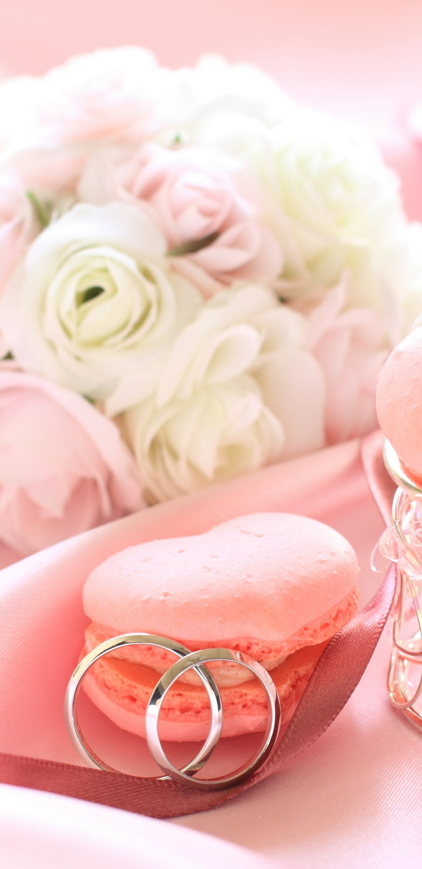 Pink and White Rose Bouquet Beside Silver Framed Eyeglasses. Wallpaper in 1440x2960 Resolution