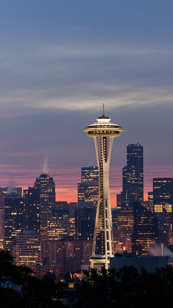 Skyline Der Stadt Bei Nacht Night. Wallpaper in 720x1280 Resolution