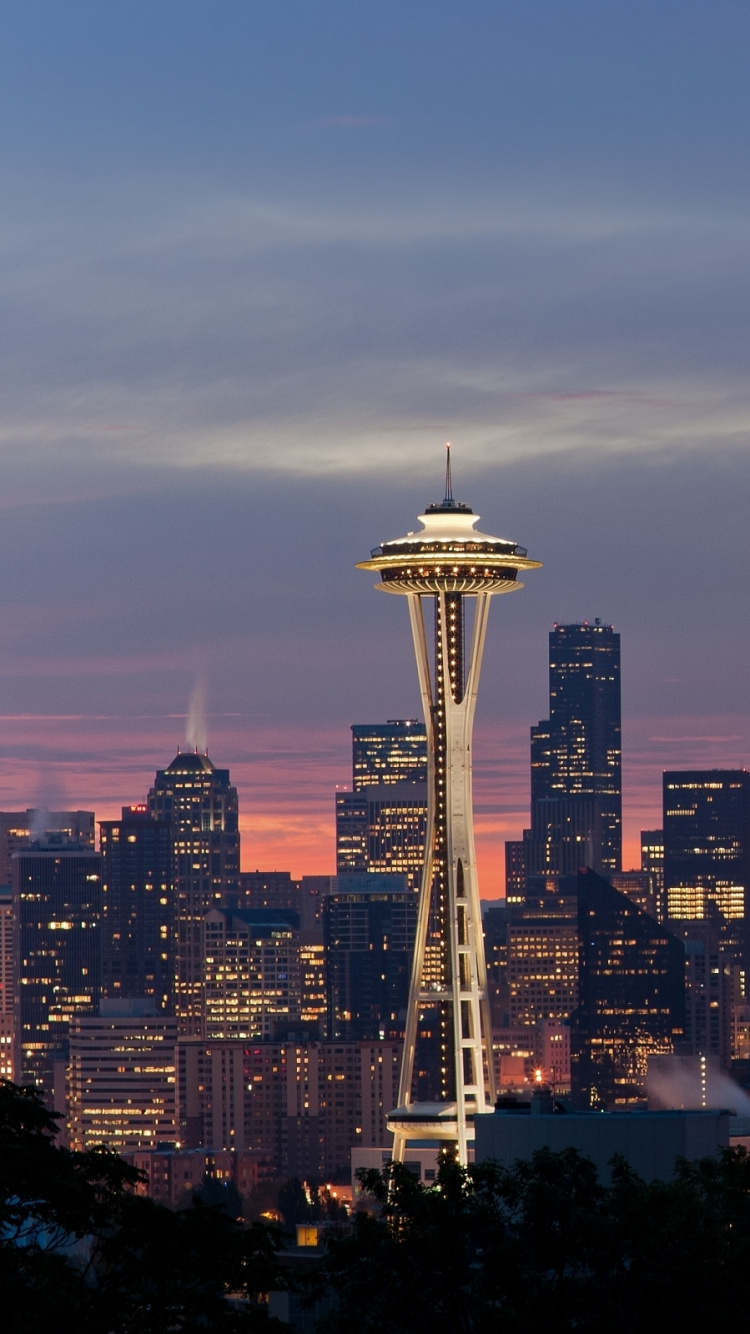 Skyline Der Stadt Bei Nacht Night. Wallpaper in 750x1334 Resolution