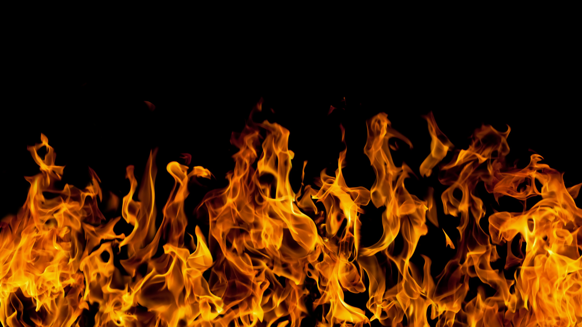 Orange Fire in Black Background. Wallpaper in 1920x1080 Resolution