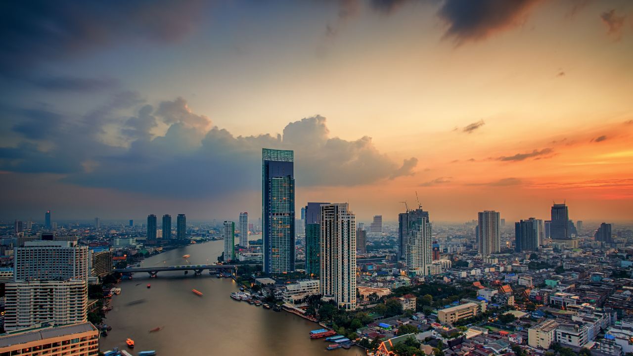 City Skyline Under Cloudy Sky During Daytime. Wallpaper in 1280x720 Resolution