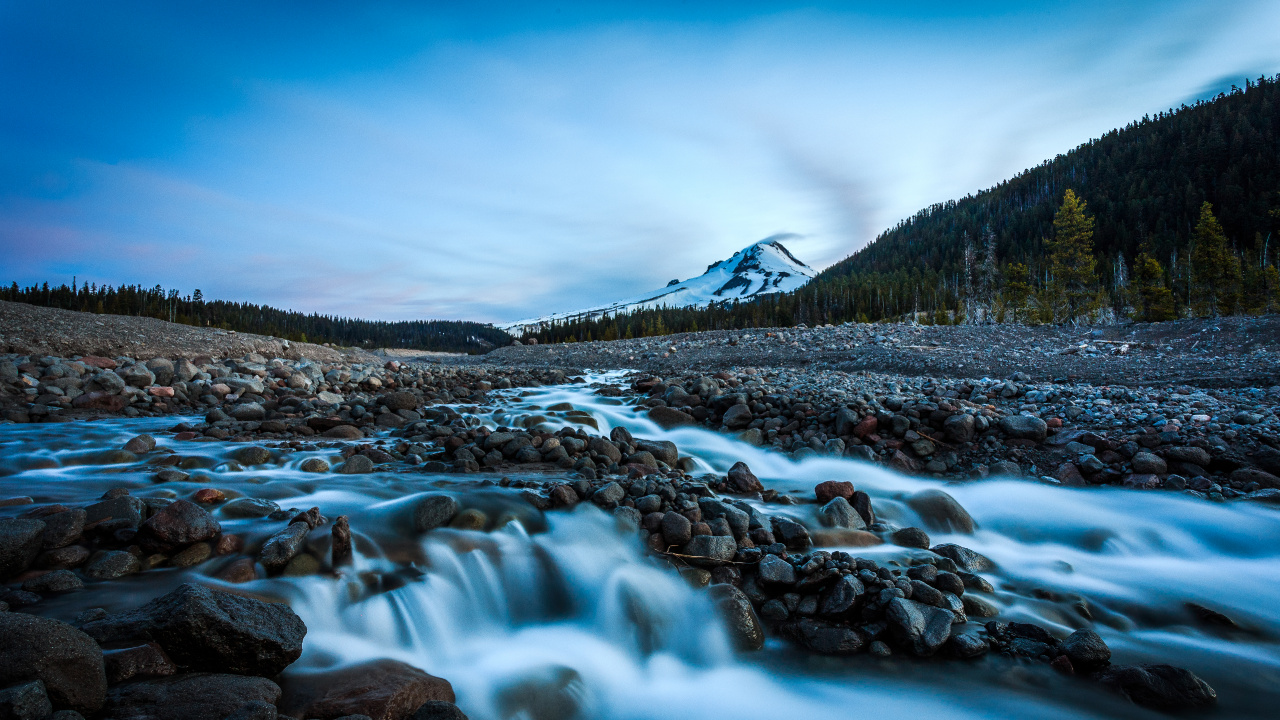 Bosque Nacional mt Hood, Oregón, Montaña, el Parque Nacional de Yosemite, Río. Wallpaper in 1280x720 Resolution