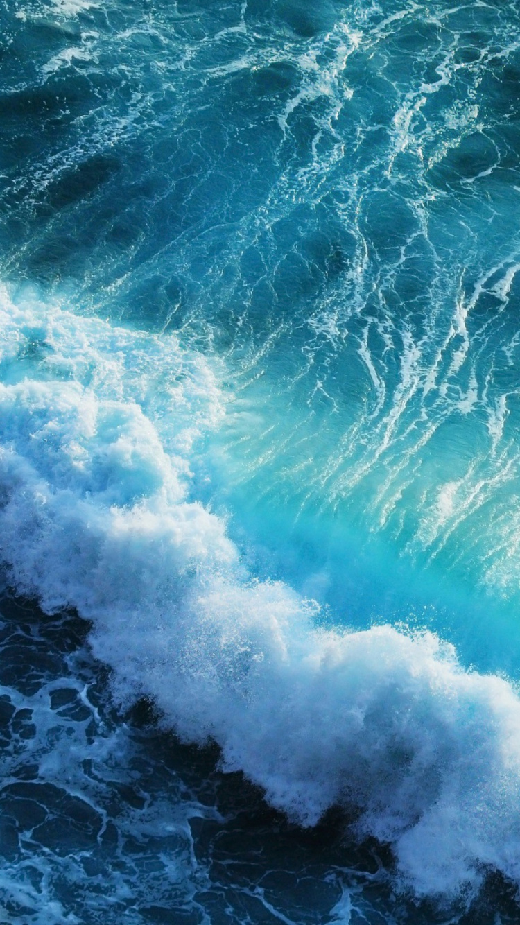 Wave, Wind Wave, Water, Blue, Sea. Wallpaper in 750x1334 Resolution