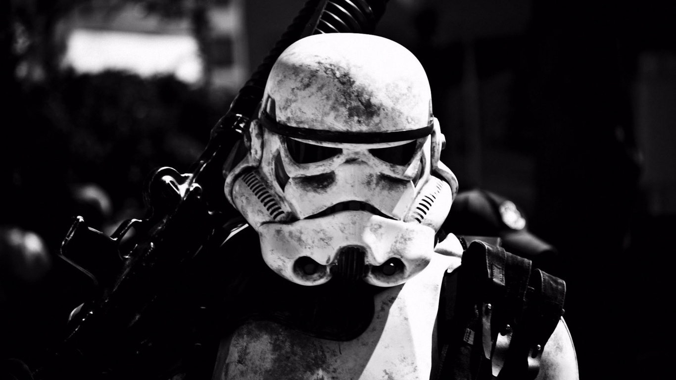 Grayscale Photo of Person Wearing Helmet and Helmet. Wallpaper in 1366x768 Resolution