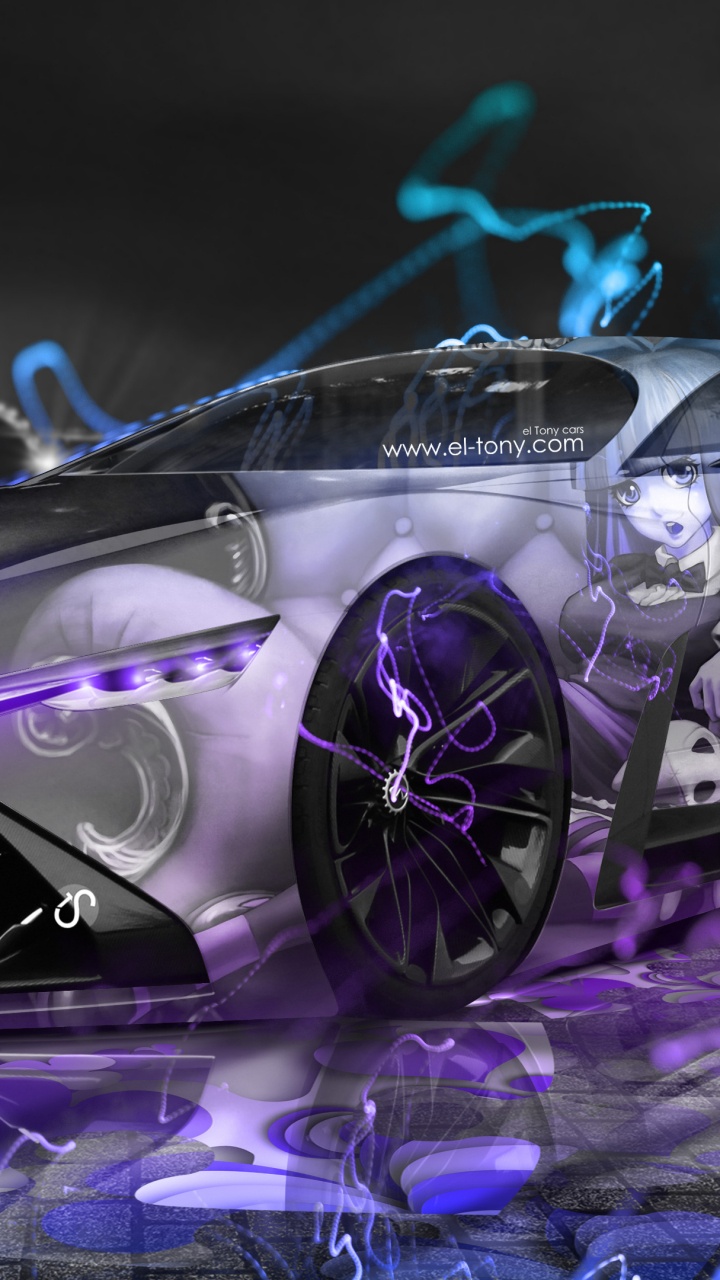 兰博基尼, 紫色的, 超级跑车, 的车城, Rim 壁纸 720x1280 允许